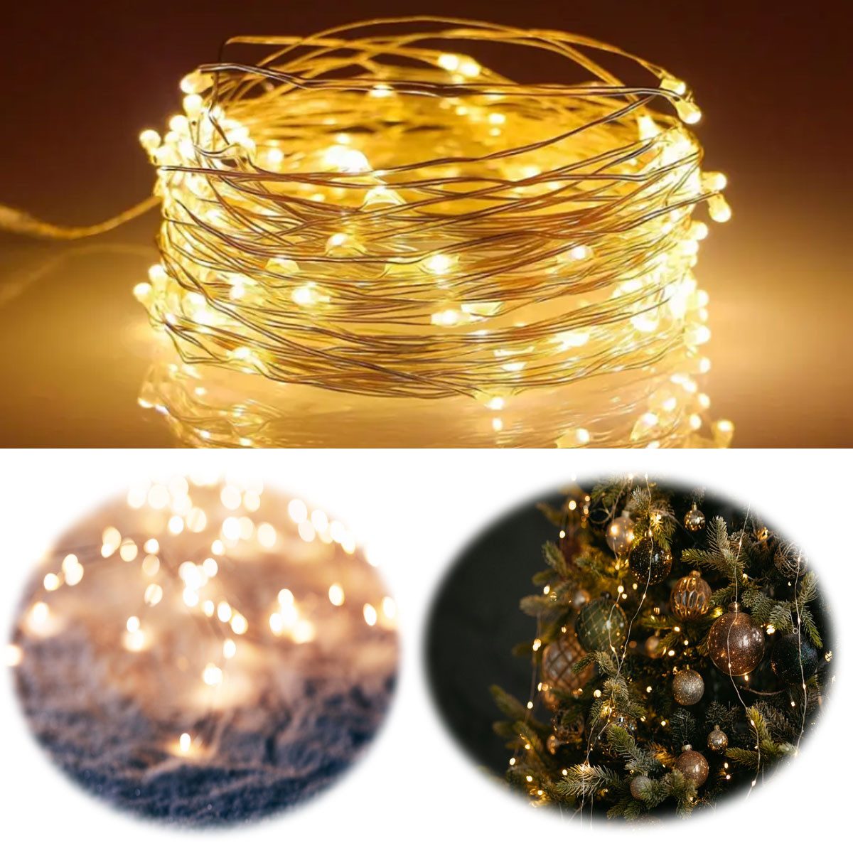 LS-LebenStil Lichterkette USB Micro LED 100 Lampen 9,9 Meter 8 Lichteffekte Timer Batterie Akku, 100-flammig, 8 Lichteffekte Innen Außen Weihnachts-Deko Beleuchtung wasserdicht
