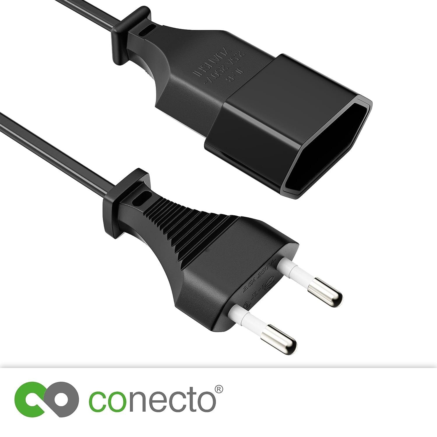 conecto conecto Strom-Kabel-Verlängerung, Euro-Stecker gerade auf Euro-Buchse Stromkabel, (100 cm)