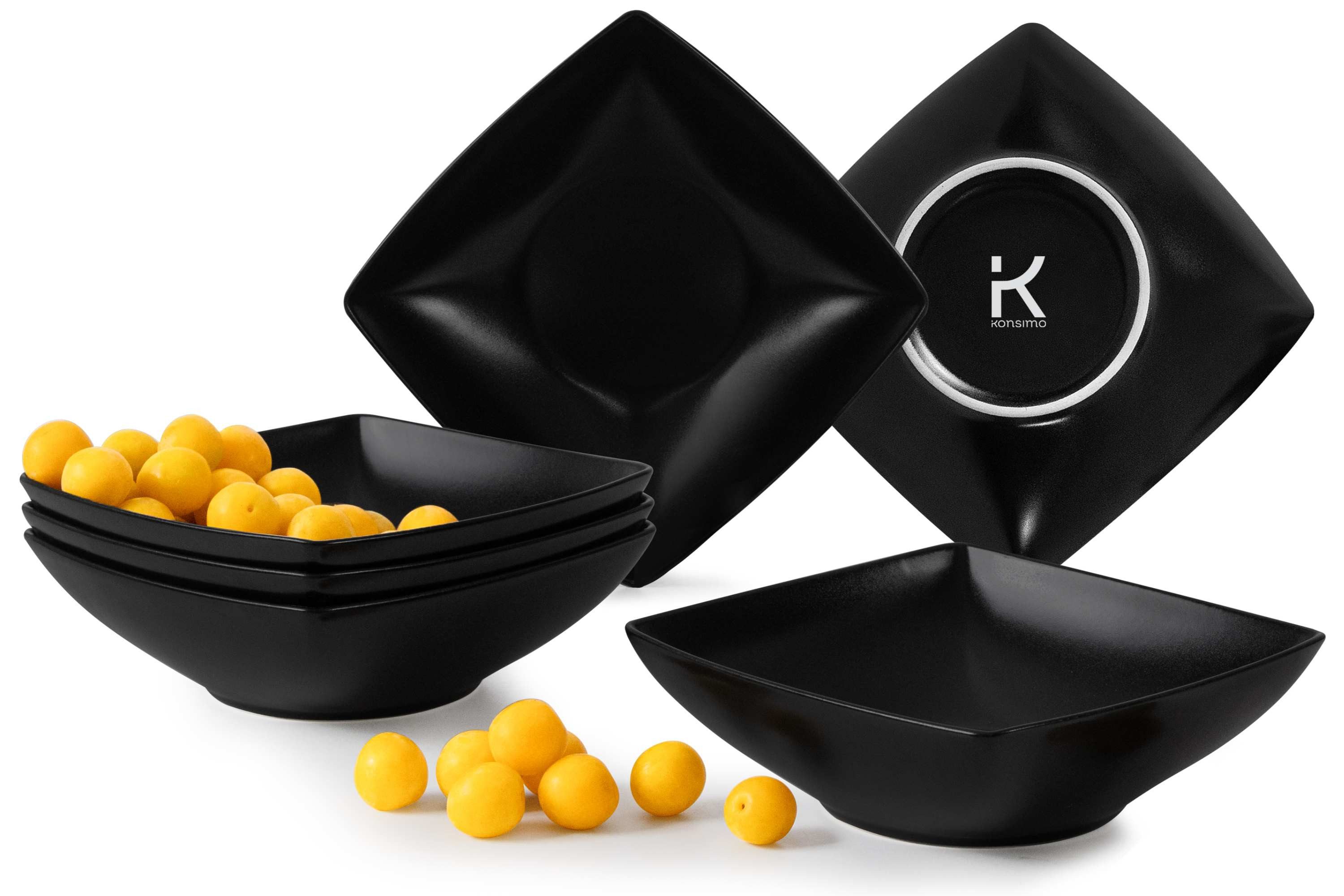KONSIMO® Teller-Set EPIRI Geschirrset Suppenteller 6 Personen, hergestellt in der EU (6-tlg), 6 Personen, Keramik, quadratisch, Spulmachinen- und Mikrowellengeeignet