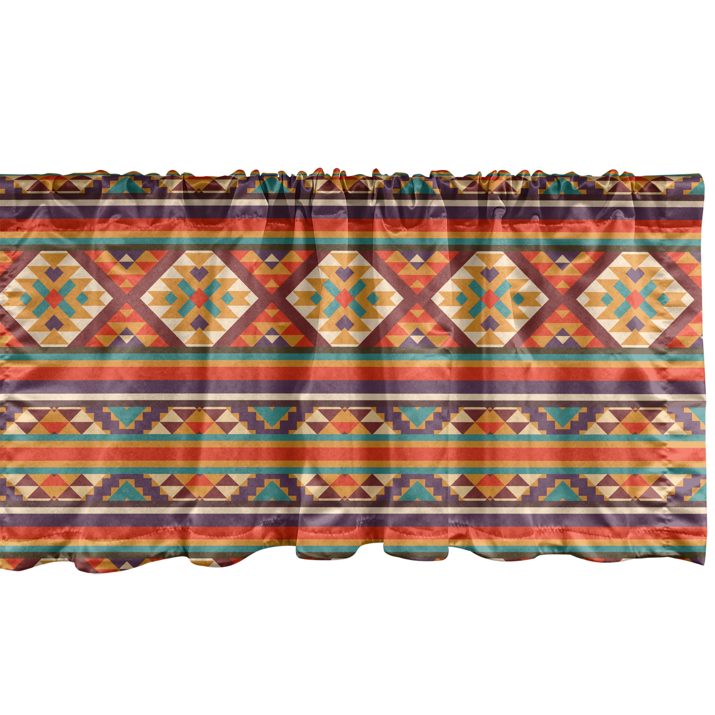 Scheibengardine Vorhang Volant für Küche Schlafzimmer Dekor mit Stangentasche, Abakuhaus, Microfaser, Bunt Aztec Tribal