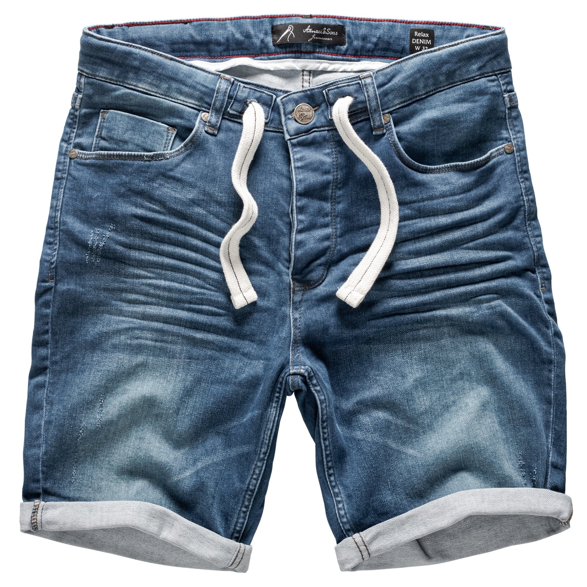 Amaci&Sons Jeansshorts SAN JOSE Destroyed Jeans Shorts H-Blau