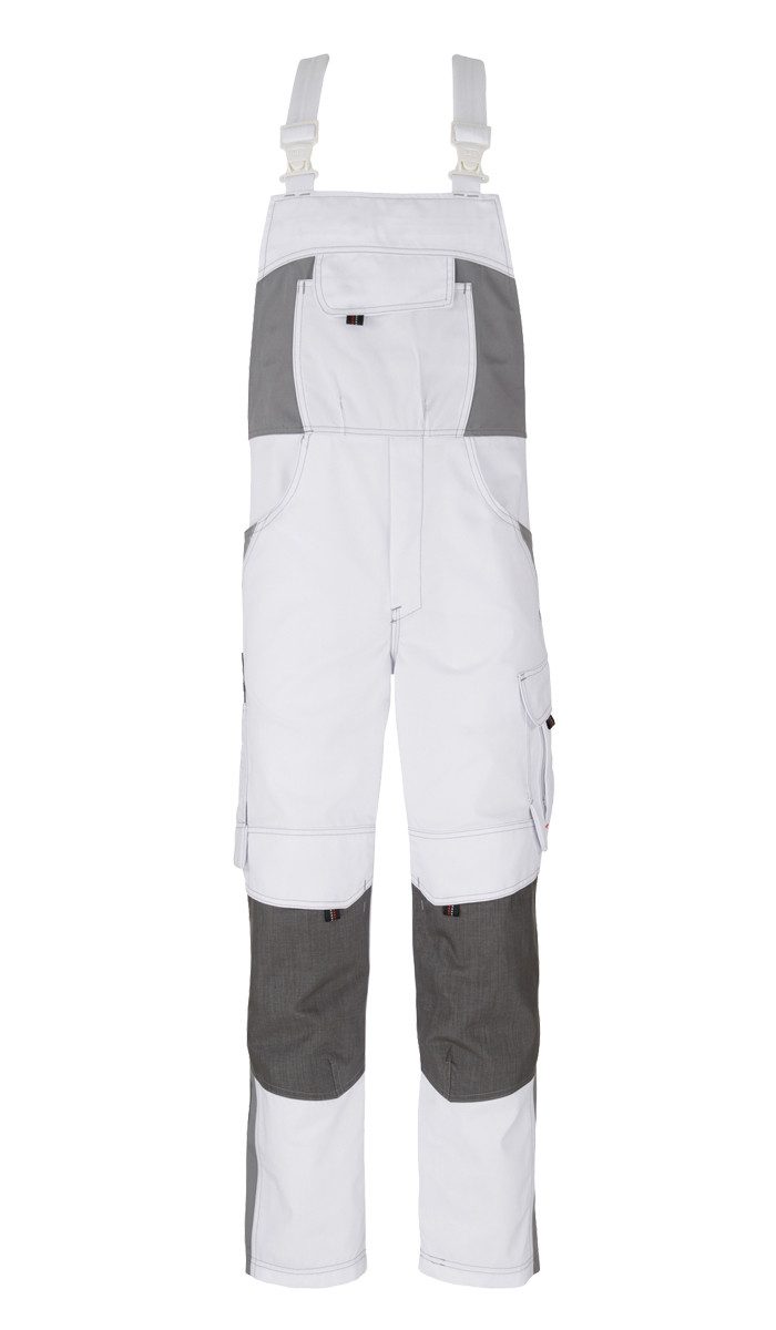 BEB Latzhose beb HANDWERK Herren Latzhose INFLAME Polyestermix Weiß/Grau