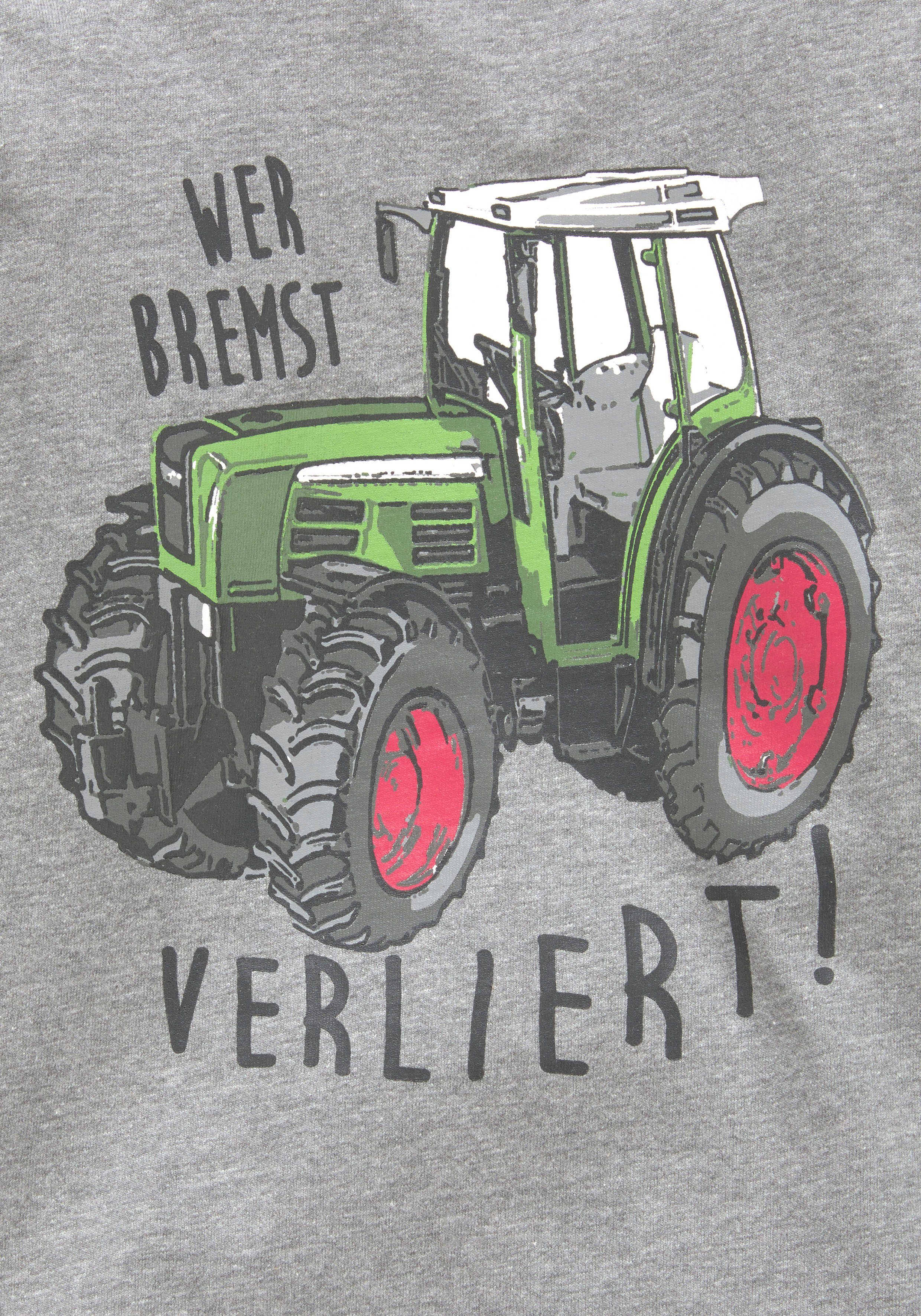 KIDSWORLD Langarmshirt WER BREMST, VERLIERT! Langarm, dehnbares Material, aus Baumwolle und Viskose