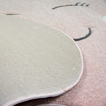 Teppich Kinderzimmer Teppich Wolke Spielteppich in Rosa, Carpetia, Oval, Hoch-Tief-Effekt, Allergiker geeignet