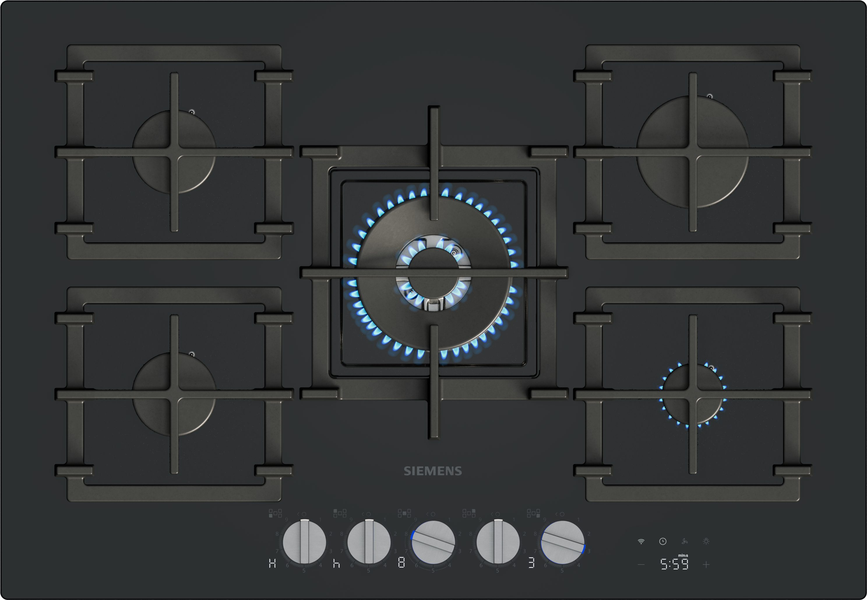SIEMENS Gas-Kochfeld iQ700 ER7A6RH40, Präzise stepFlame Technologie & komfortables cookConnect System
