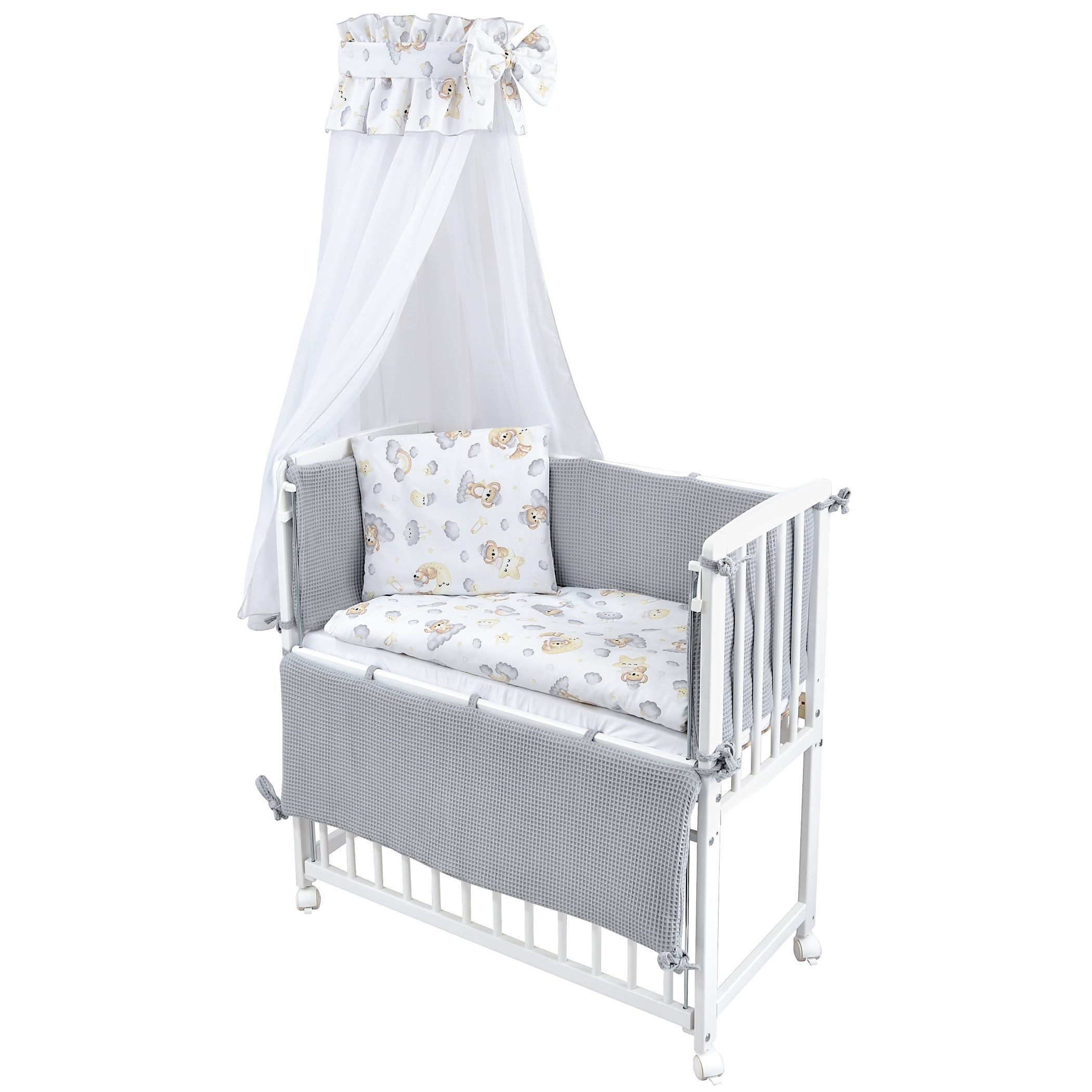 Beistellbett Babybett Waffelpique Koala Grau