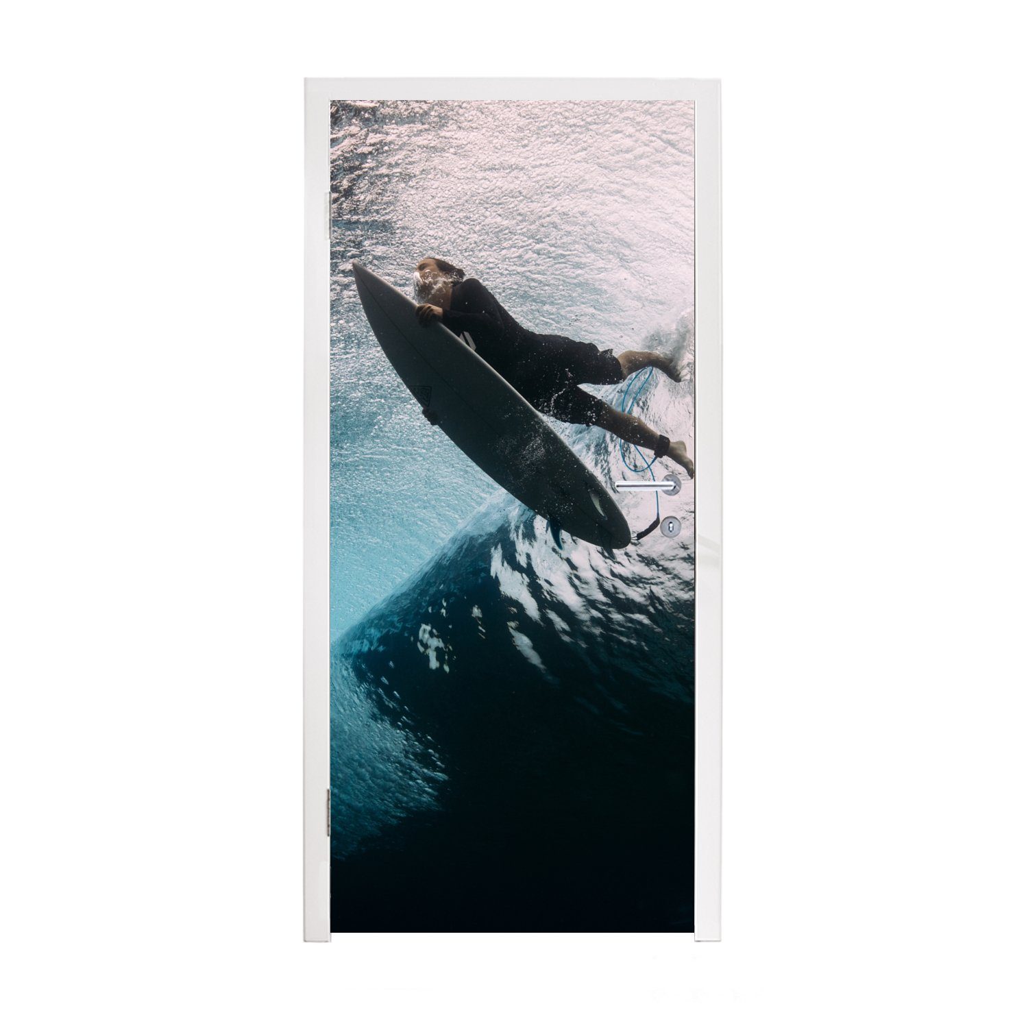 MuchoWow Türtapete Surfer taucht, Matt, bedruckt, (1 St), Fototapete für Tür, Türaufkleber, 75x205 cm
