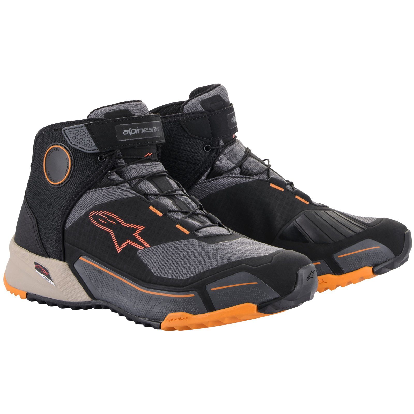 Alpinestars Alpinestars CR-X Drystar Motorradschuhe schwarz / braun / orange 40 Motorradstiefel (Packung, Antistatische und Öl- und Benzinfeste Sohle)