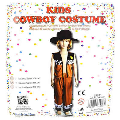 Marabellas Shop Cowboy-Kostüm Jungen Cowboy Kostüm 104 - 140 cm mit Weste, Hut und Hose Sheriff, authentische Verkleidung
