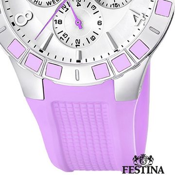 Festina Multifunktionsuhr Festina Damen Uhr F16675/2 Multifunktion, Damen Armbanduhr rund, PURarmband lila