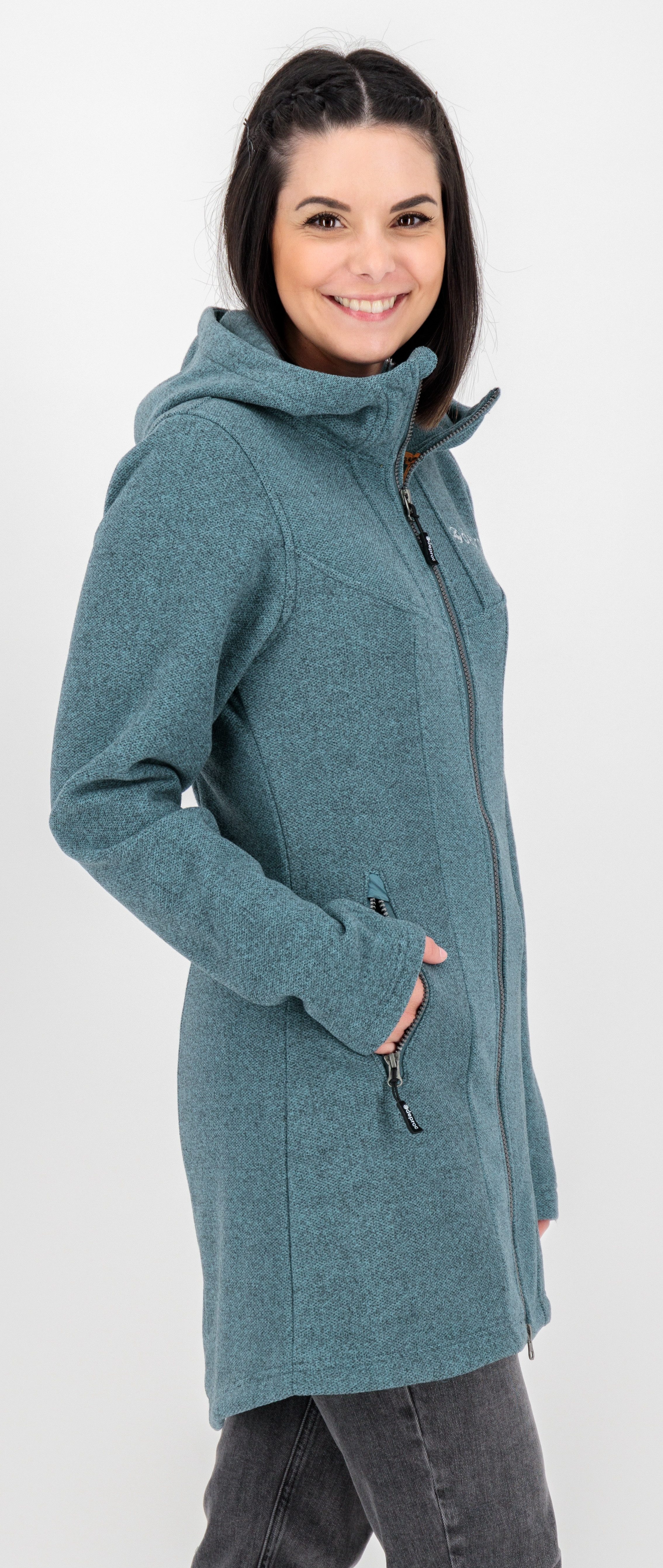 DEPROC Active Fleecejacke GLORY APRIL CS Strickfleecemantel, Fleecemantel auch in Großen Größen