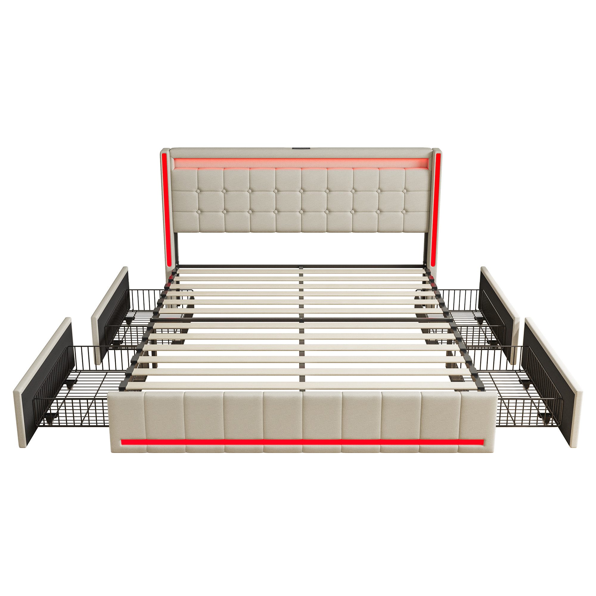 Furnishings Home Polsterbett LED Doppelbett Stauraumbett günstig online kaufen