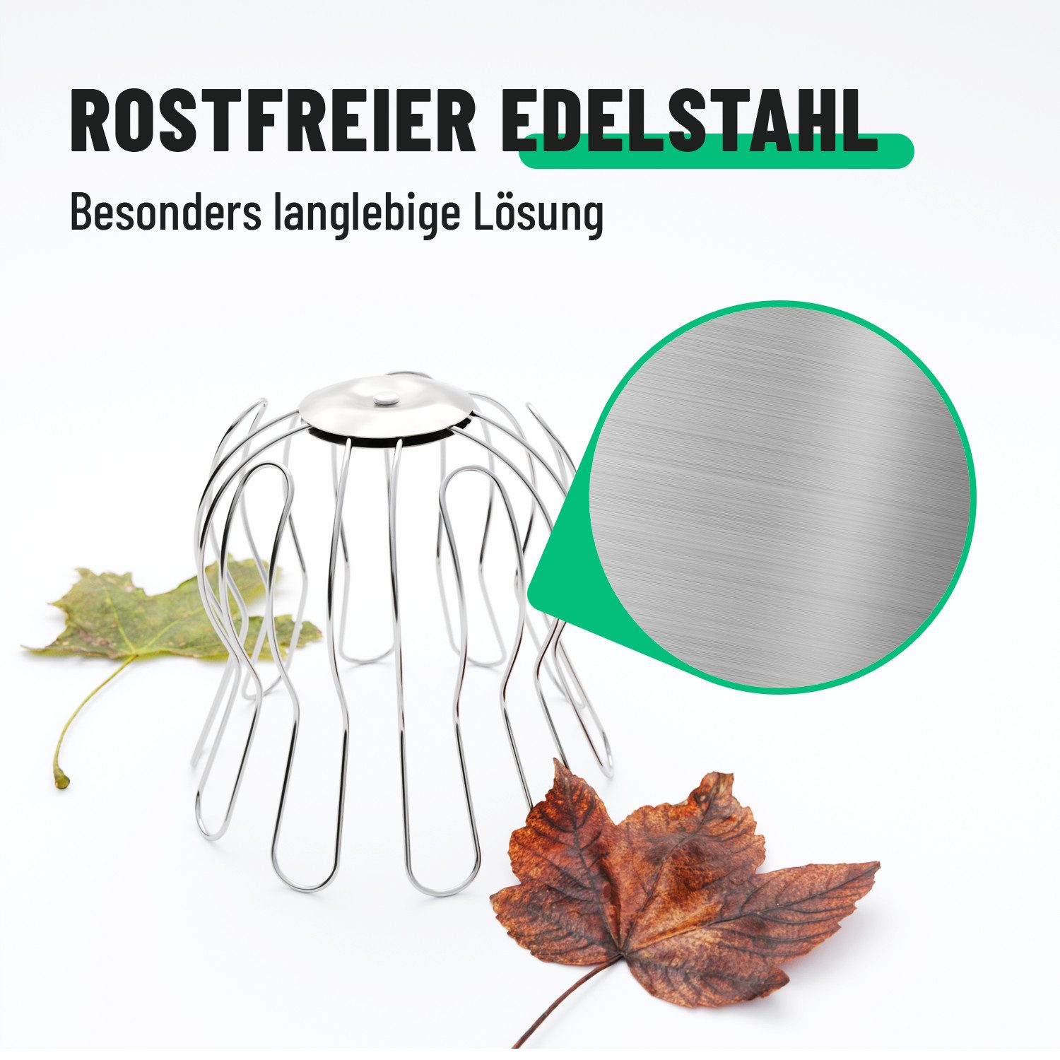 greate. Laubschutznetz 2x Dachrinnen Laubschutz Edelstahl 87 bis 100mm - Fallrohrschutz (2-St) – Bild 5 von 5