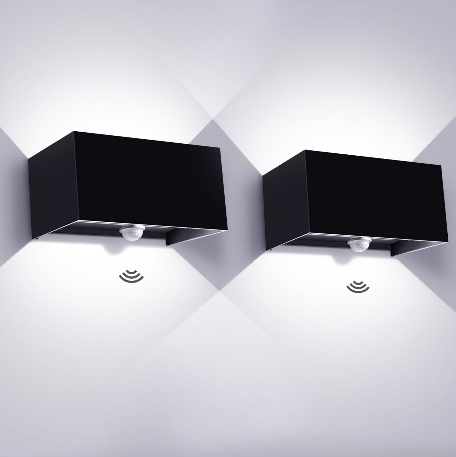TSE Mikrofon Kingwei EU1280B LED 20W Bewegungsmelder IP65 Schwarz 2er