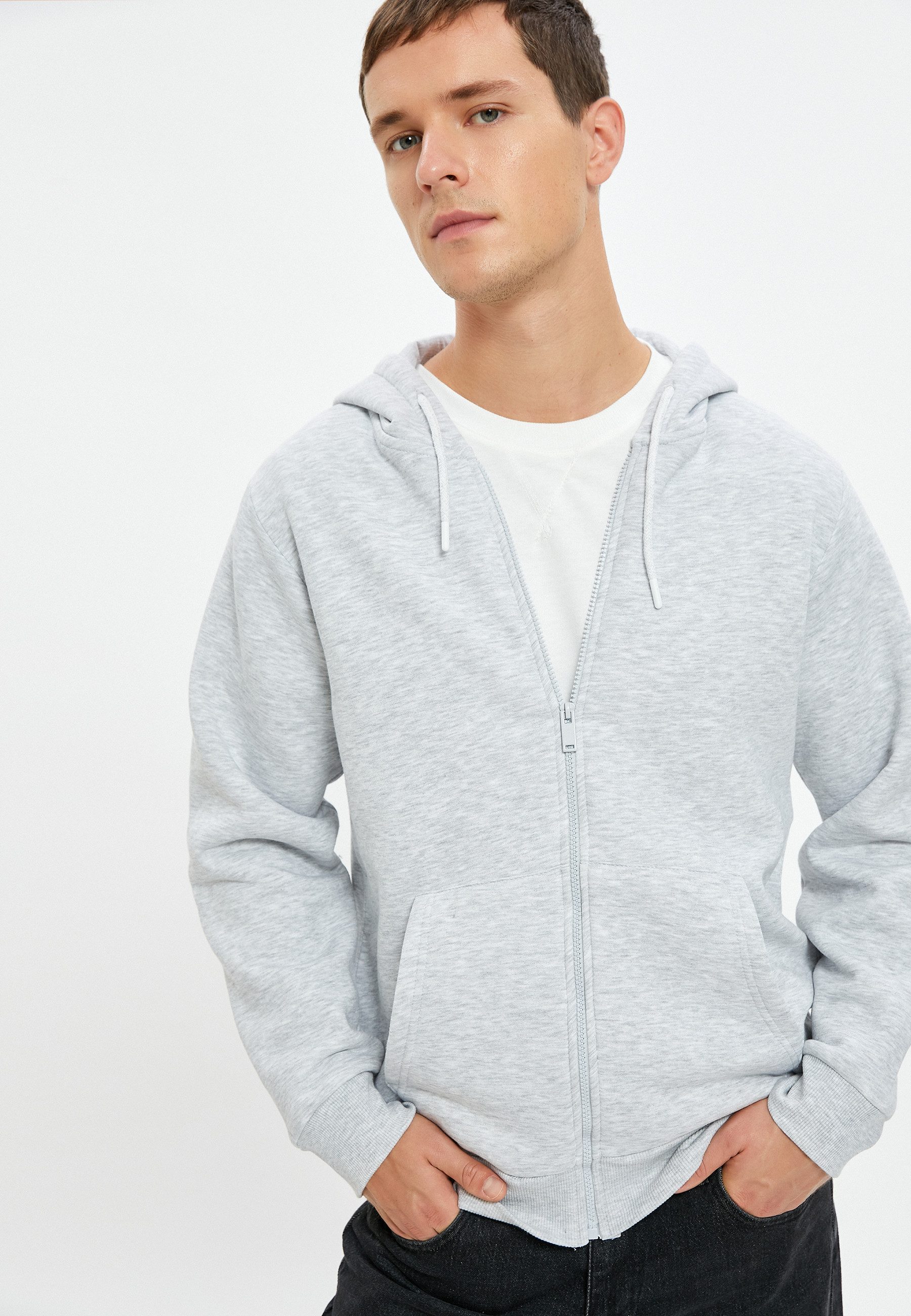 Koton Kapuzensweatshirt Vollreißverschluss Mit Etikett Detail Kapuzensweatshirt