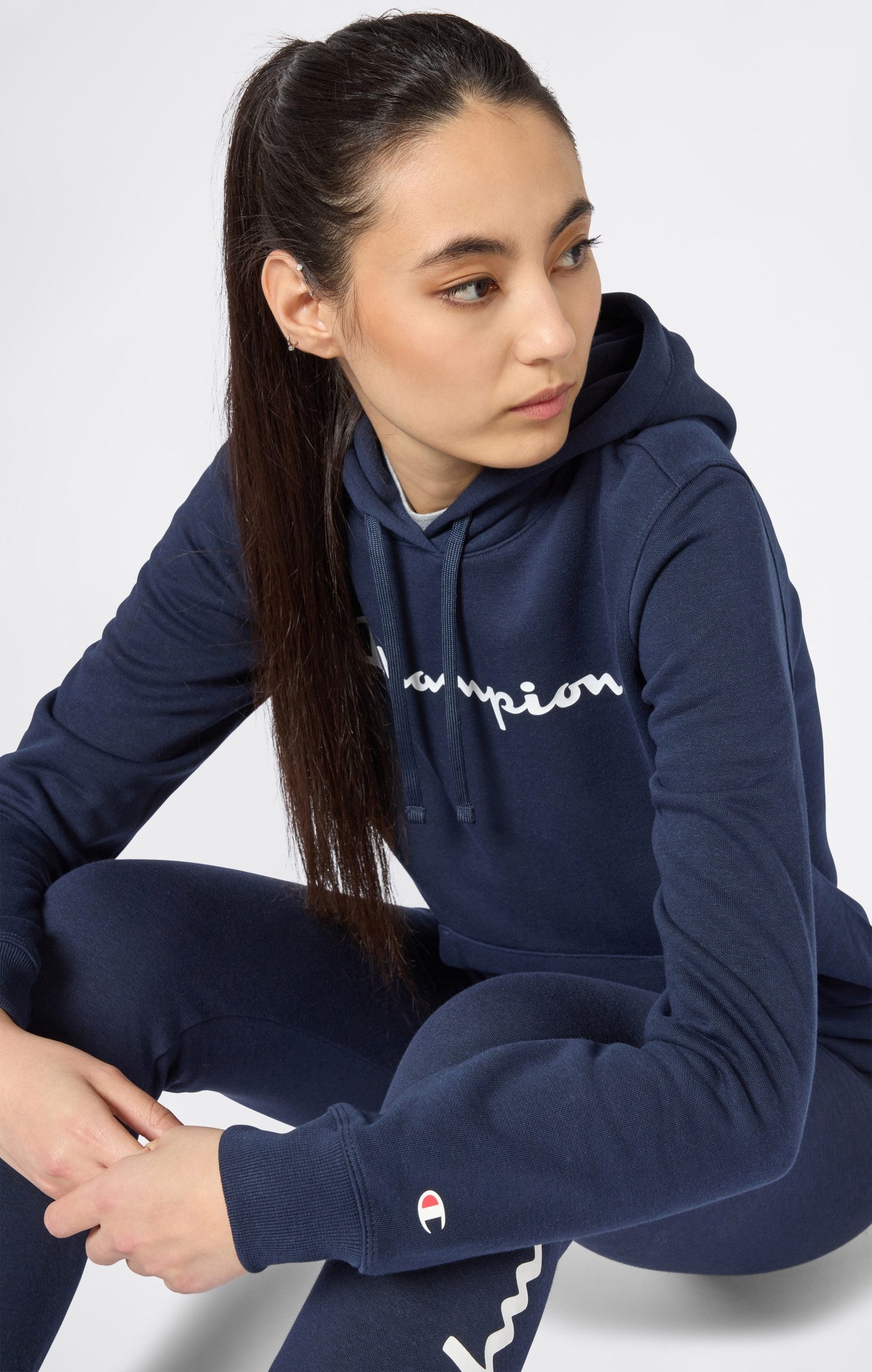 Champion Kapuzensweatshirt Damen Kapuzen-Sweatshirt mit Script-Logo Marineblau