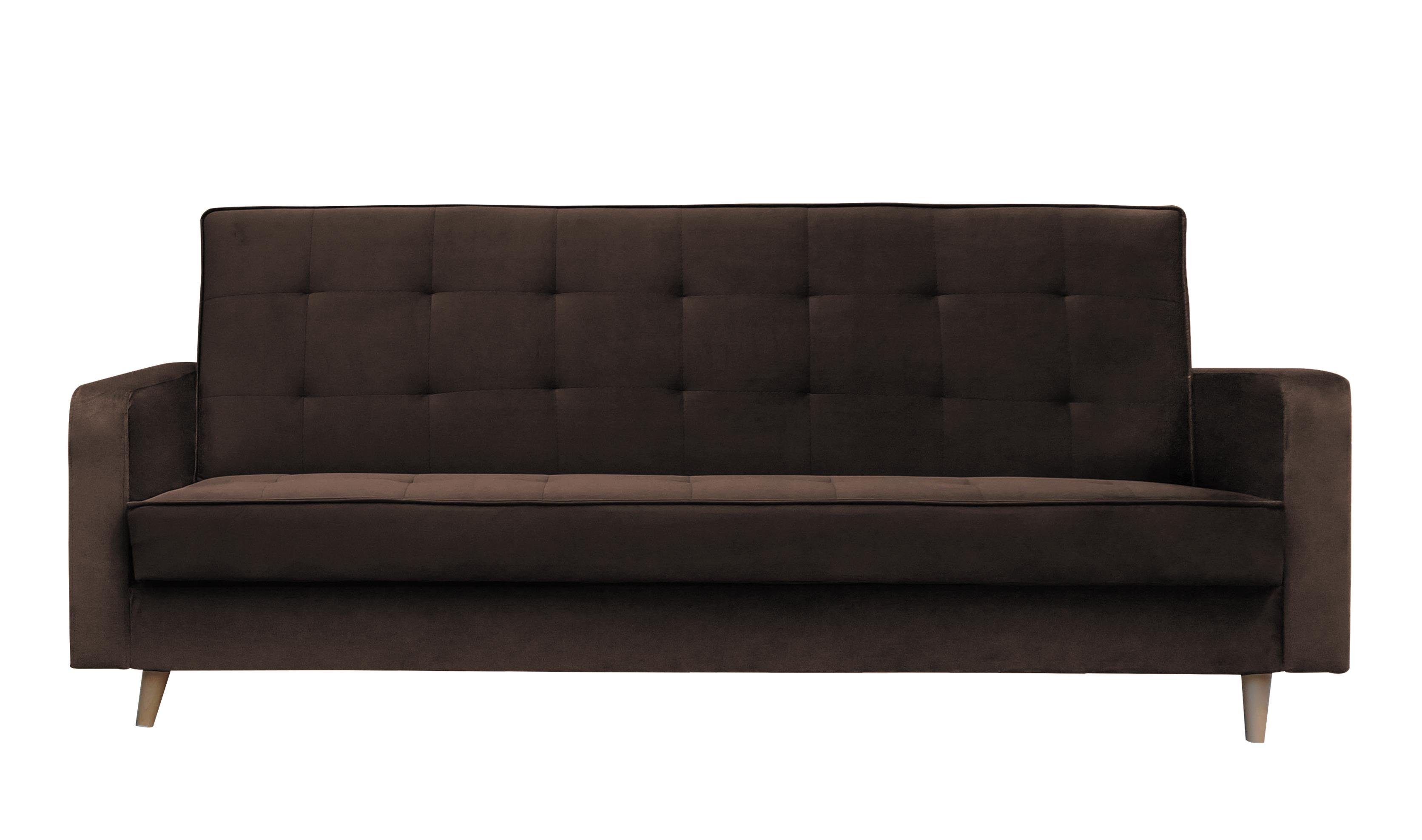 Bettkasten, mit Beautysofa Polstersofa Braun 06) (kronos skandinavischen mit Stil, Schlafsofa Holzbeine Sofa und im Schlaffunktion Couch Bamako,