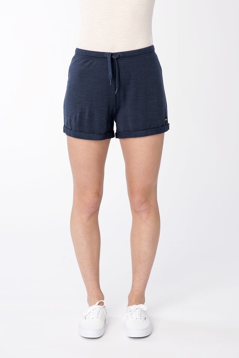 BLUE Merino SHORTS IRIS Merino-Materialmix MELANGE W WIDE pflegeleichter Shorts SUPER.NATURAL Shorts