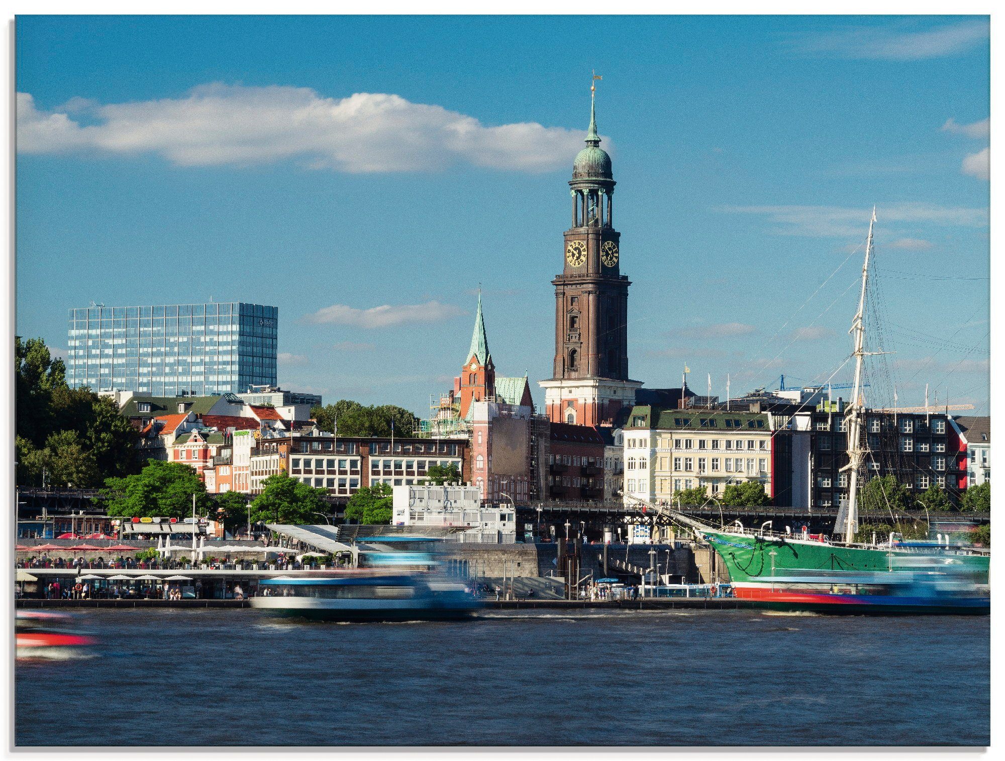 Artland Glasbild »Hamburg Hafen mit St. Michaelis«, Gebäude (1 Stück