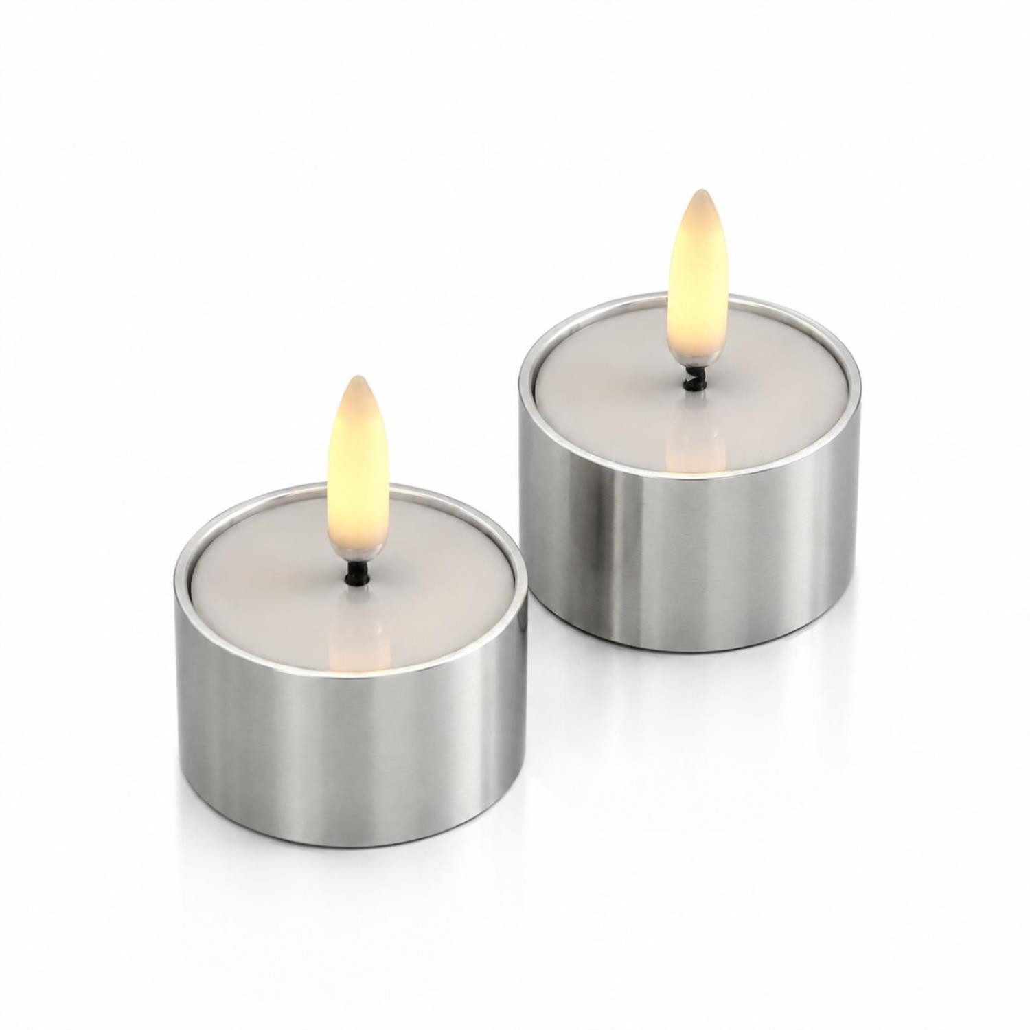 UYUNI Lighting LED-Kerze LED Teelichter silber 4,1x2,3cm Timer mit Batterien bis 400Std. 2St. (2-tlg)