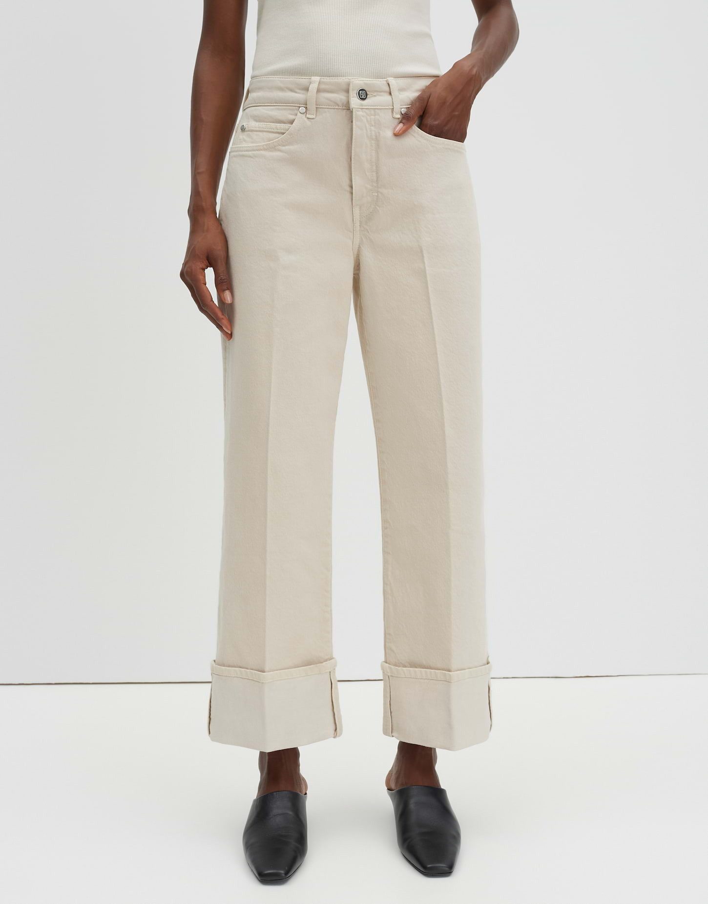 someday Relax-fit-Jeans Corah turn up sleek Mid Rise, Bügelfalten und Aufschlag am Saum