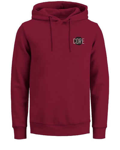 Jack & Jones Hoodie Warmer Basic Hoodie Logo Kapuzen Sweater Pullover COSTREET 4673 in Rot