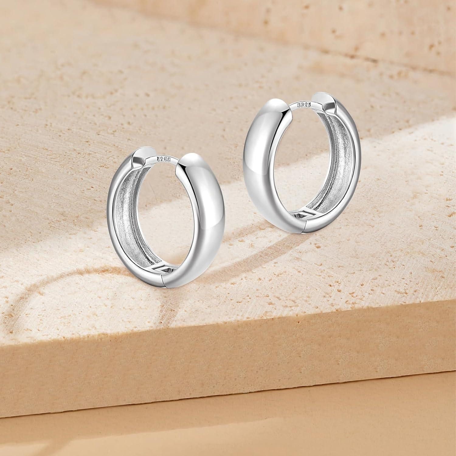 LuxusKollektion Schmuckset 925 Silber Creolen Ohrringe Hypoallergen Double Hoop 12mm