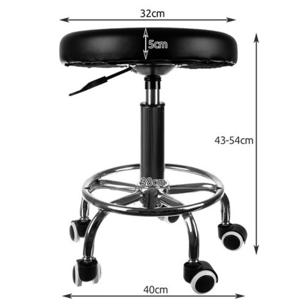 Beautylushh Arbeitshocker Friseurhocker Hocker Friseur (Spar-Set, 1 St., einfach praktisch), Zusätzliches Rad zur Beinstütze – Bild 5 von 5