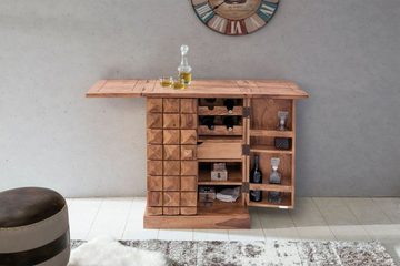 tinkaro Weinregal PUNA Weinschrank Akazie Barschrank Holzschrank