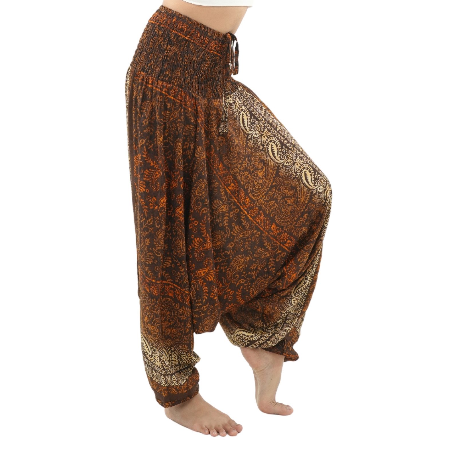 PANASIAM Haremshose Sommerliche Aladinhose aus 100% Viskose farbenfrohe Baggy Hose bequeme Goa Haremshose Relaxhose Unisex Pluderhose Pumphose weite Freizeithose