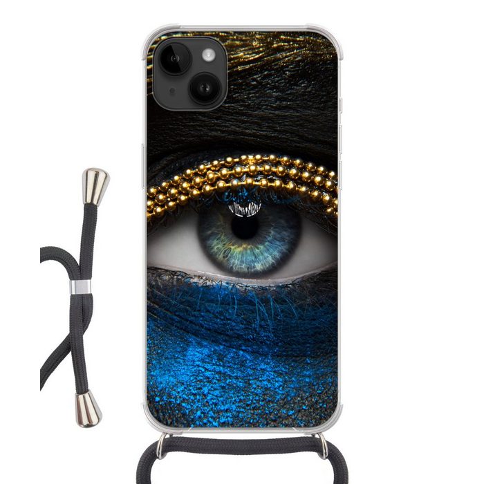 MuchoWow Handyhülle Frau - Augen - Make-up - Luxus - Gold Handyhülle Telefonhülle Apple iPhone 14 Plus