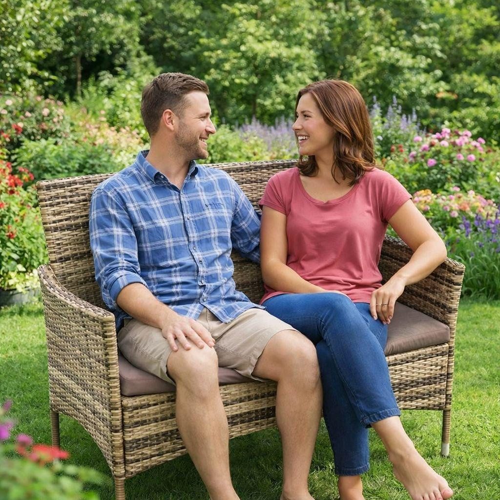 ESTEXO Gartenbank Rattan Gartenmöbel 2-Sitzer Polyrattan Sitzbank Sitzkisse günstig online kaufen