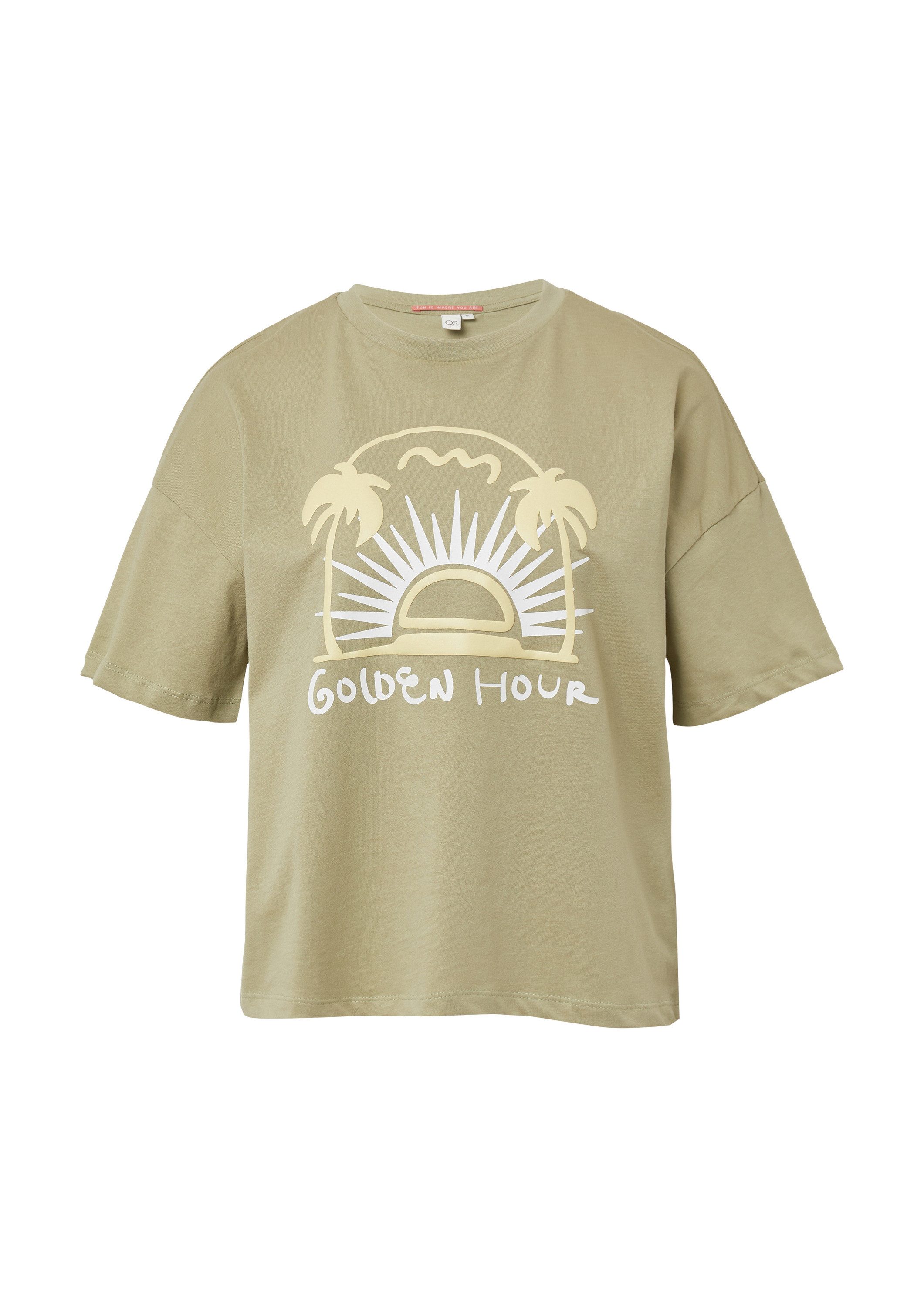 QS Kurzarmshirt T-Shirt Baumwollshirt mit Frontprint günstig online kaufen