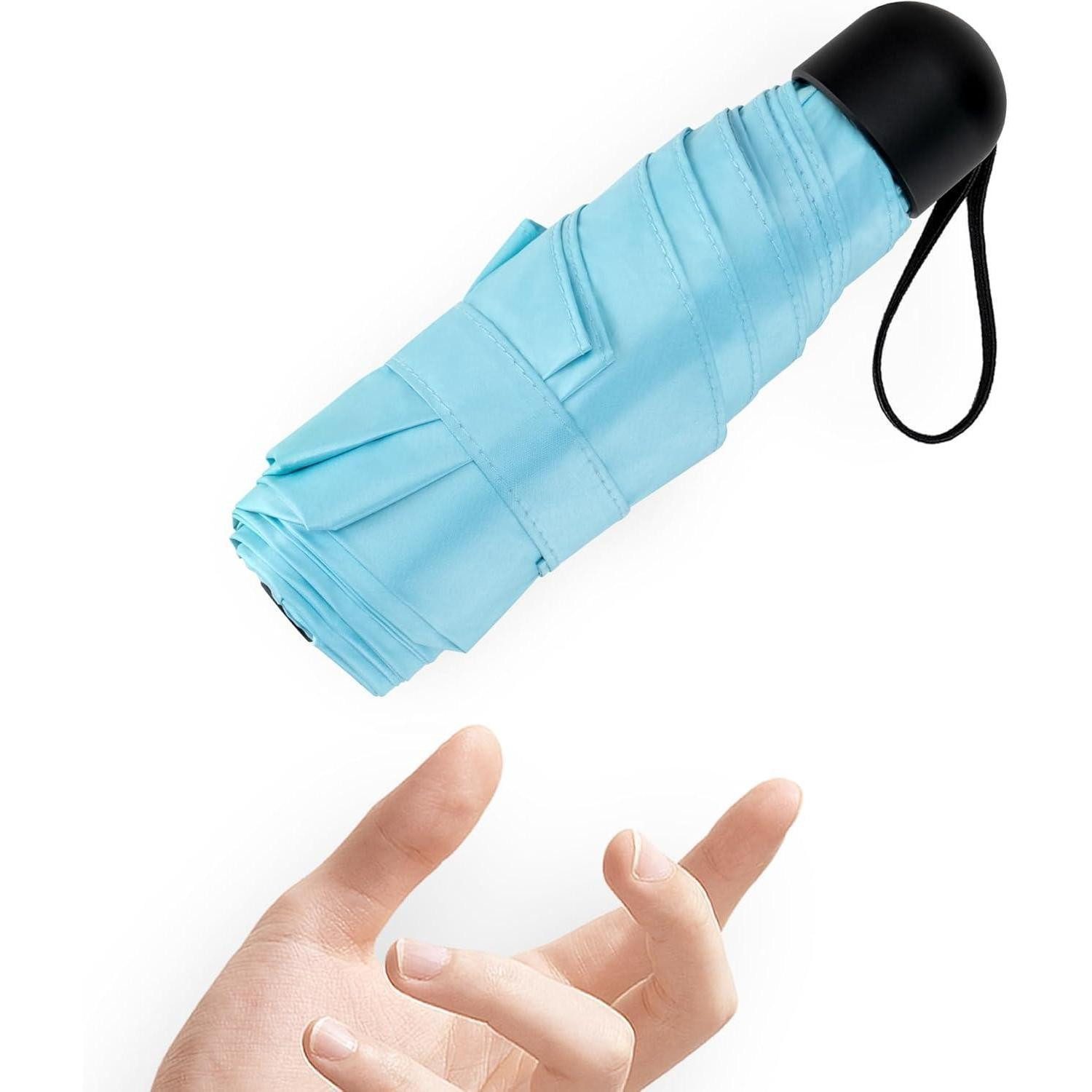 LuxusKollektion Taschenregenschirm Mini Regenschirm Taschenschirm 6 Rippen UV Schutz kompakt Leicht