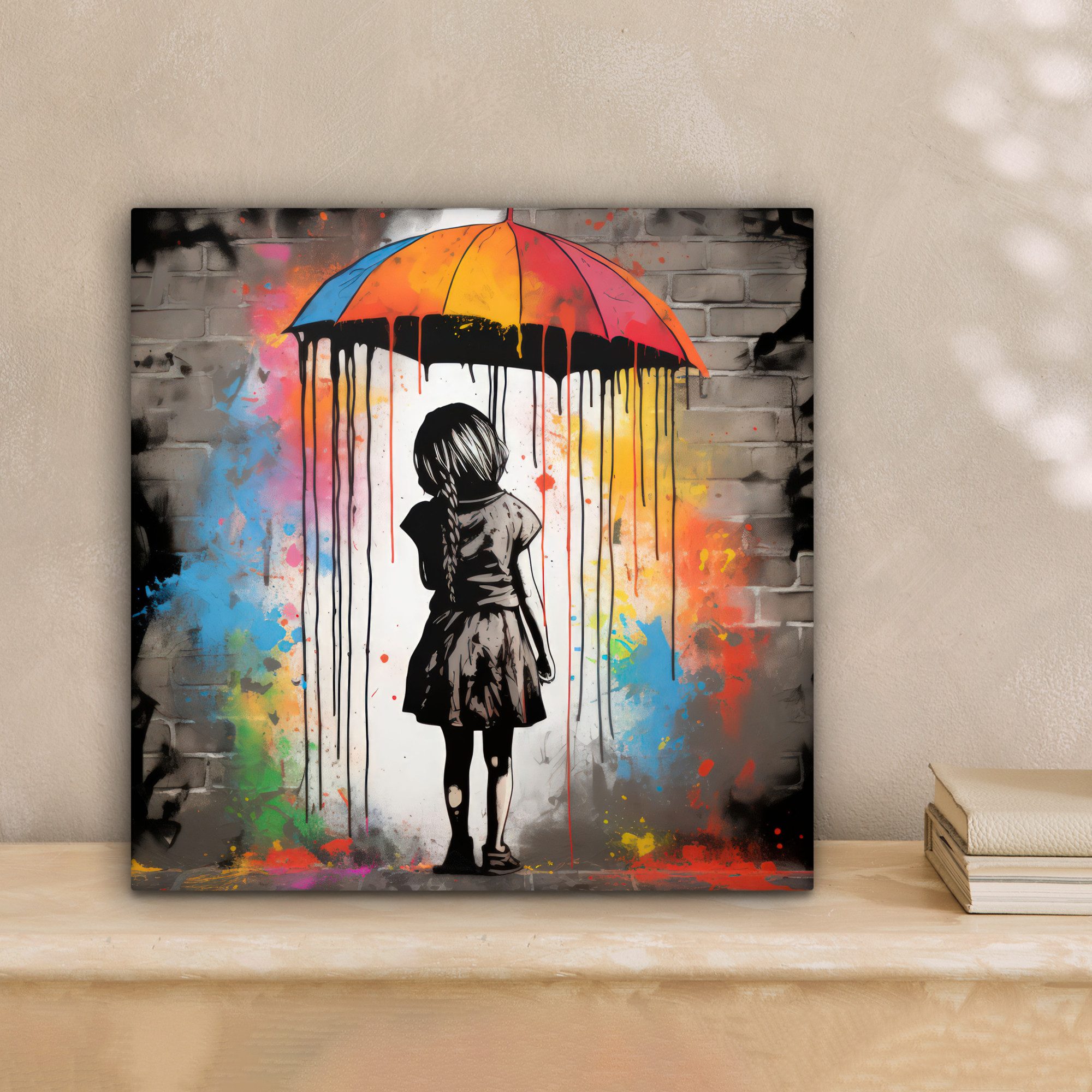 OneMillionCanvasses® Leinwandbild Mädchen - Kunst - Regenschirm - Graffiti günstig online kaufen