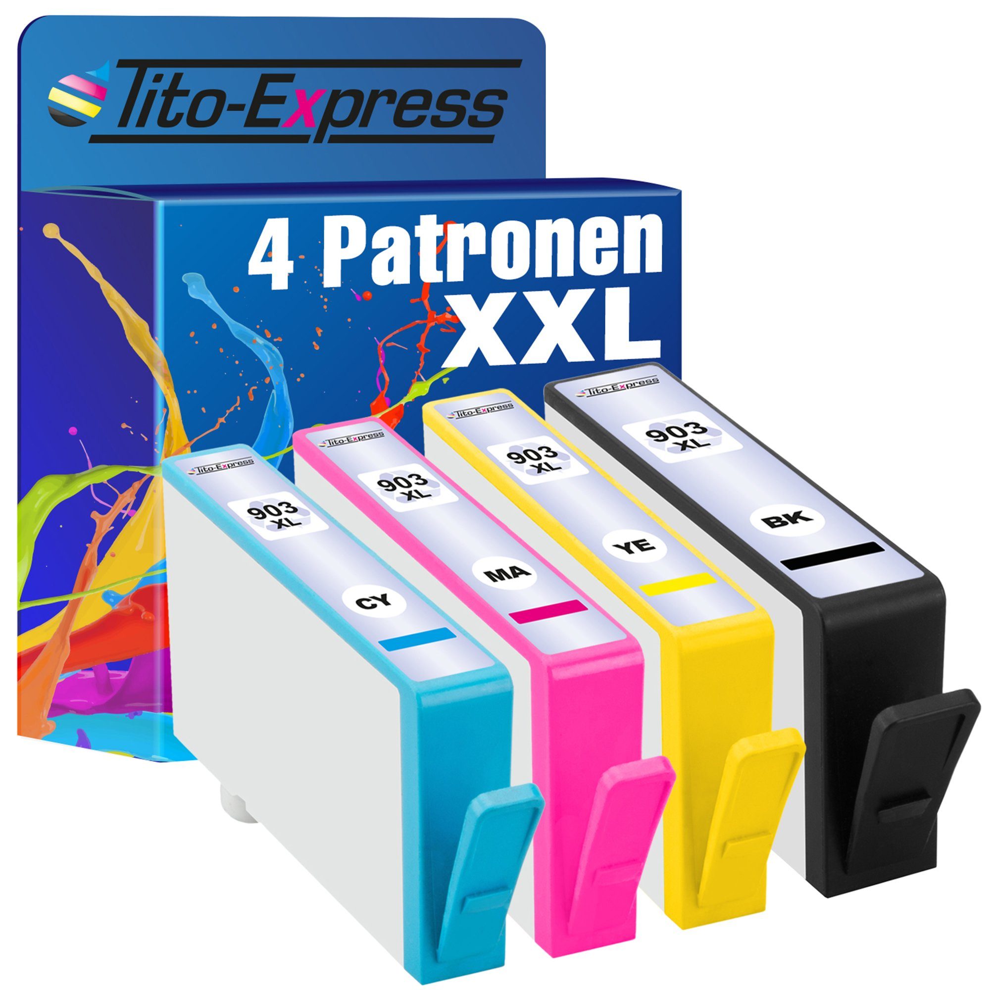 Tito-Express 4er Set ersetzt HP 903 XL 903XL Tintenpatrone (Multipack, für 903XL Multipack Officejet 6950 Pro 6970 6960 All-in-One 6975 Pro)