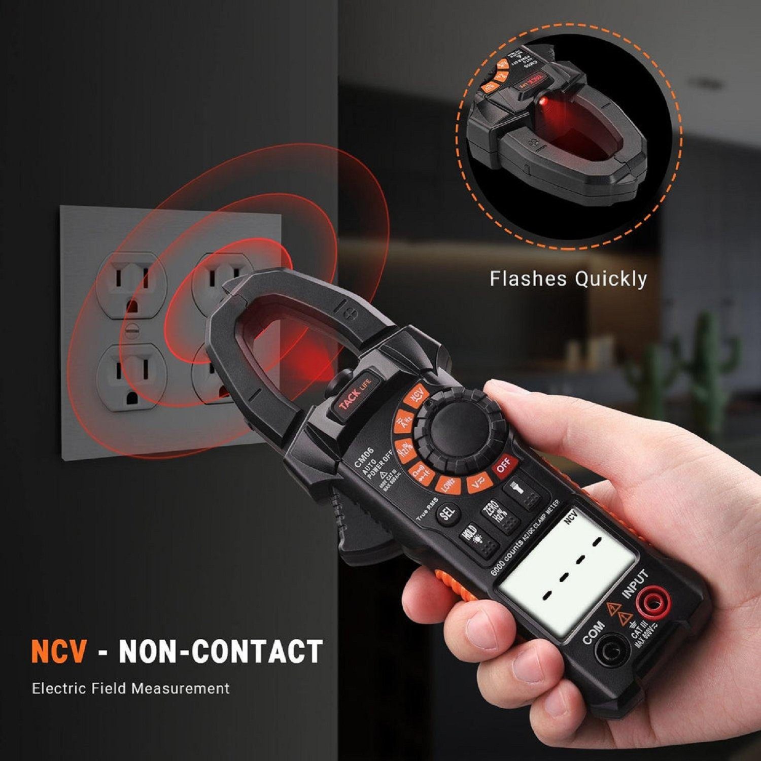 TACKLIFE Strommessgerät, 9,8 Zoll Länge Auto Range 6000 Zähler Stromzange