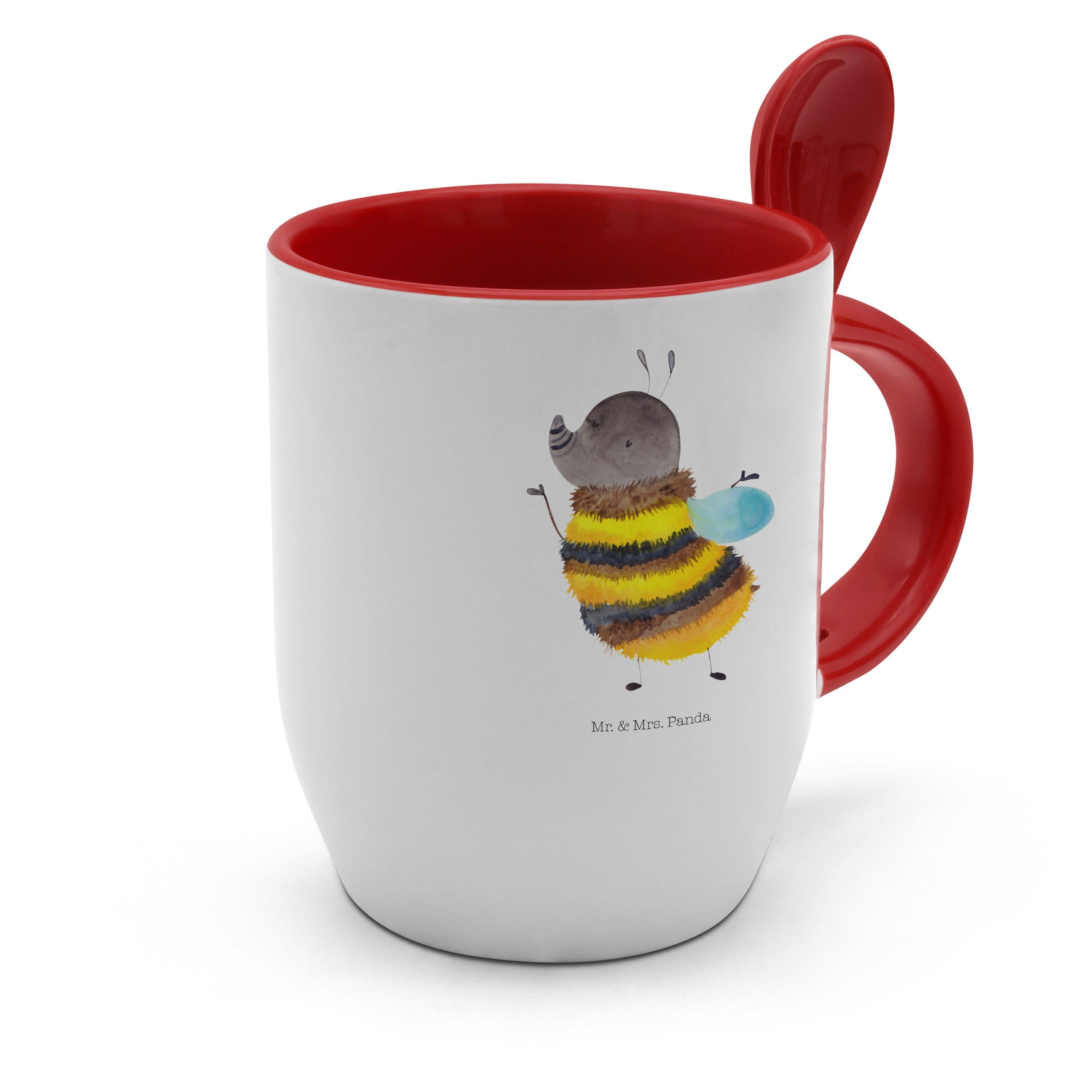 Mr. & Mrs. Panda flauschig - Biene, Keramik Weiß - Kaffeebecher, Tasse Hummel Geschenk, Tiermotive