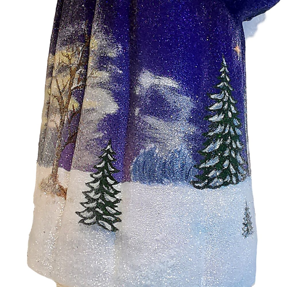 blau (1 Winterlandschaft handbemalt Schatzhauser St), Pappmaché Santa Weihnachtsmann 53cm