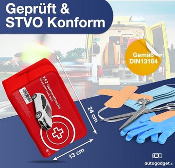 autogadget® KFZ-Verbandtasche Auto Verbandskasten Erste Hilfe Verbandstasche - Norm 2024 - DIN 13164, inkl. Anleitungsbuch