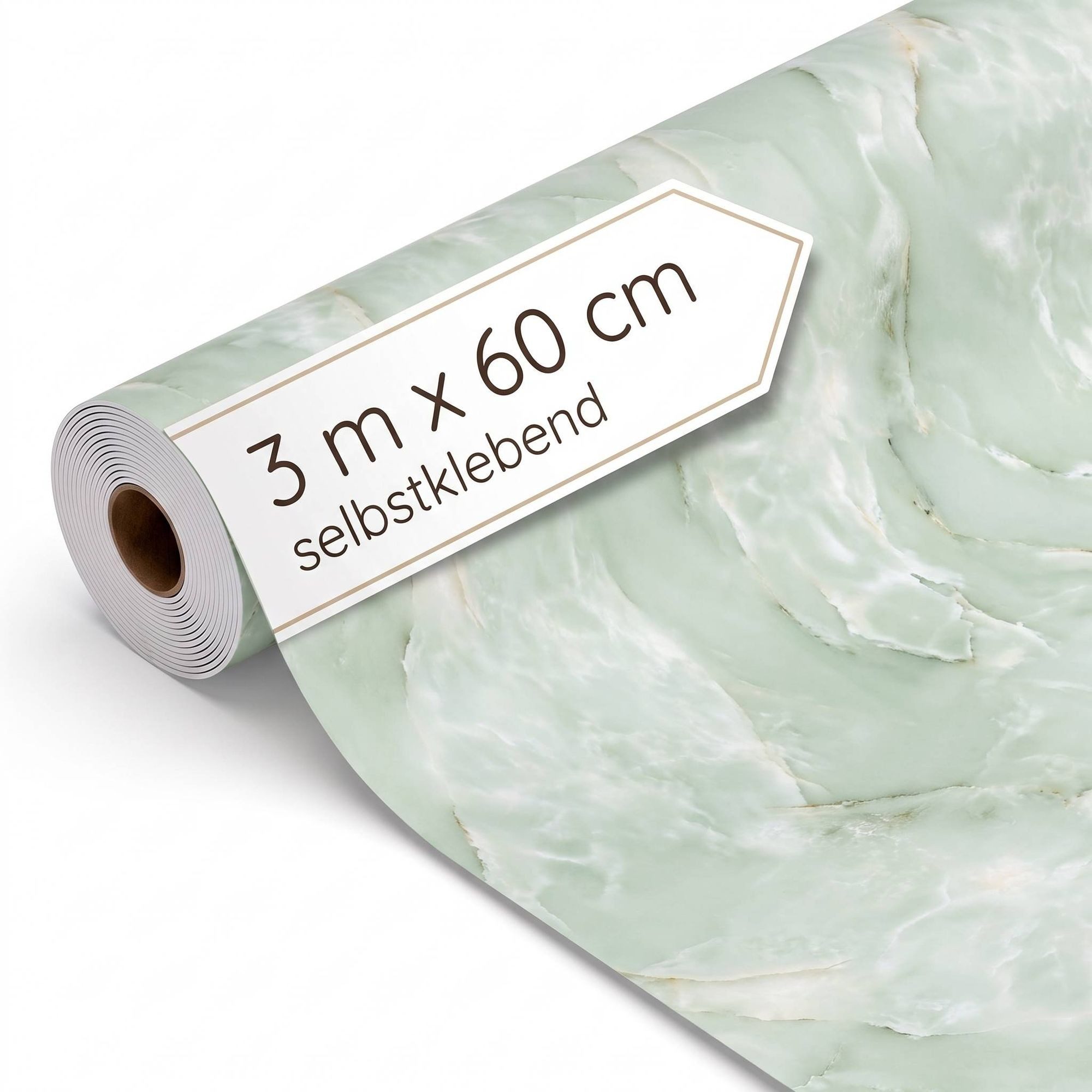 Dalsys Wandpaneel Wandverkleidung selbstklebend aus PVC auf Rolle, BxL: 60x300 cm, (60x300cm Marmoroptik Salbeigrün, 1-tlg., flexible Wandverkleidung Badezimmer wasserfest) 2,3mm Materialstärke, Spritzschutz Küchenrückwand