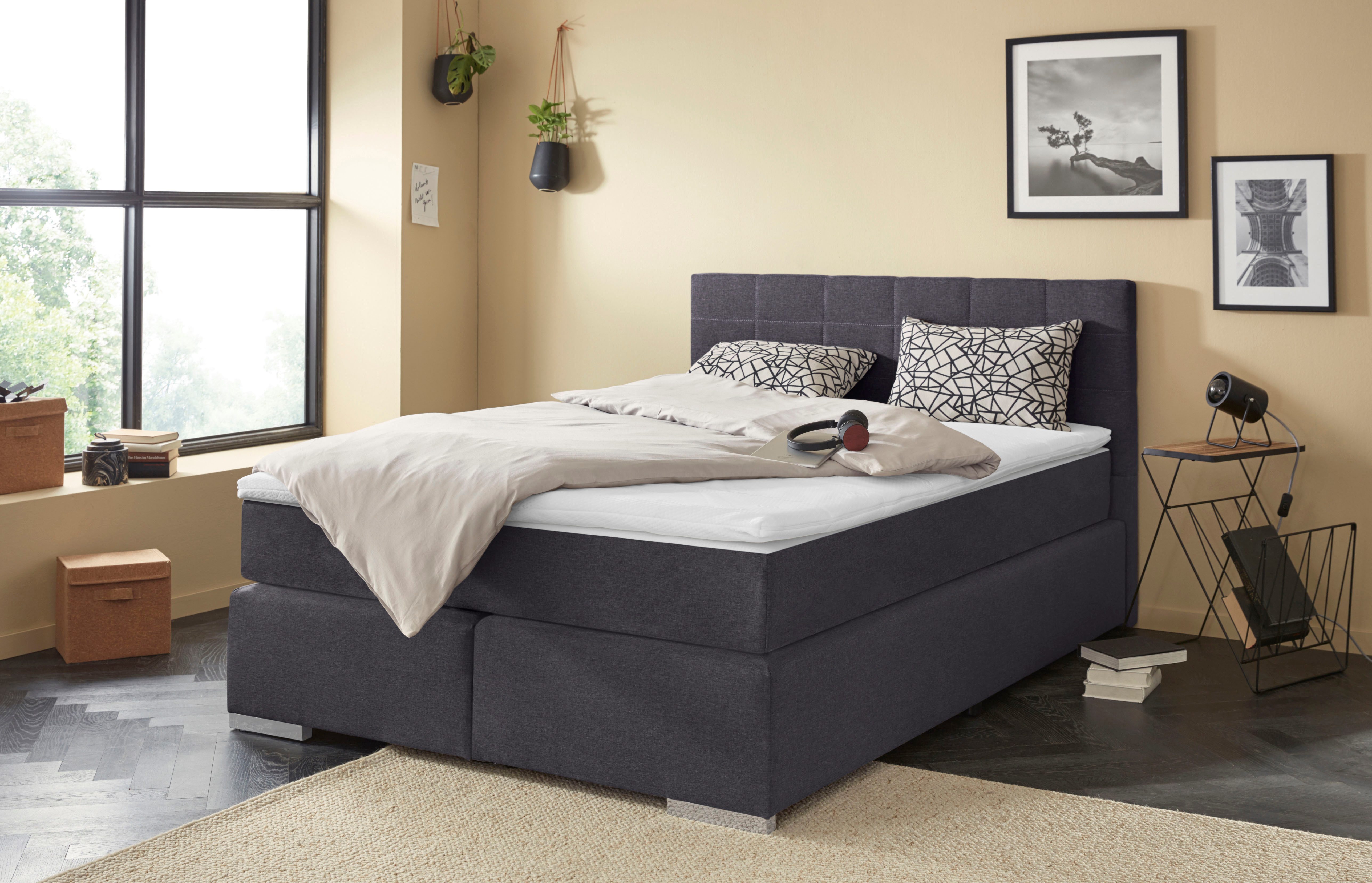 COTTA Boxspringbett Simba erhältlich in verschiedenen Breiten, Farben und Härtegraden, im Bezugsstoff: Karo