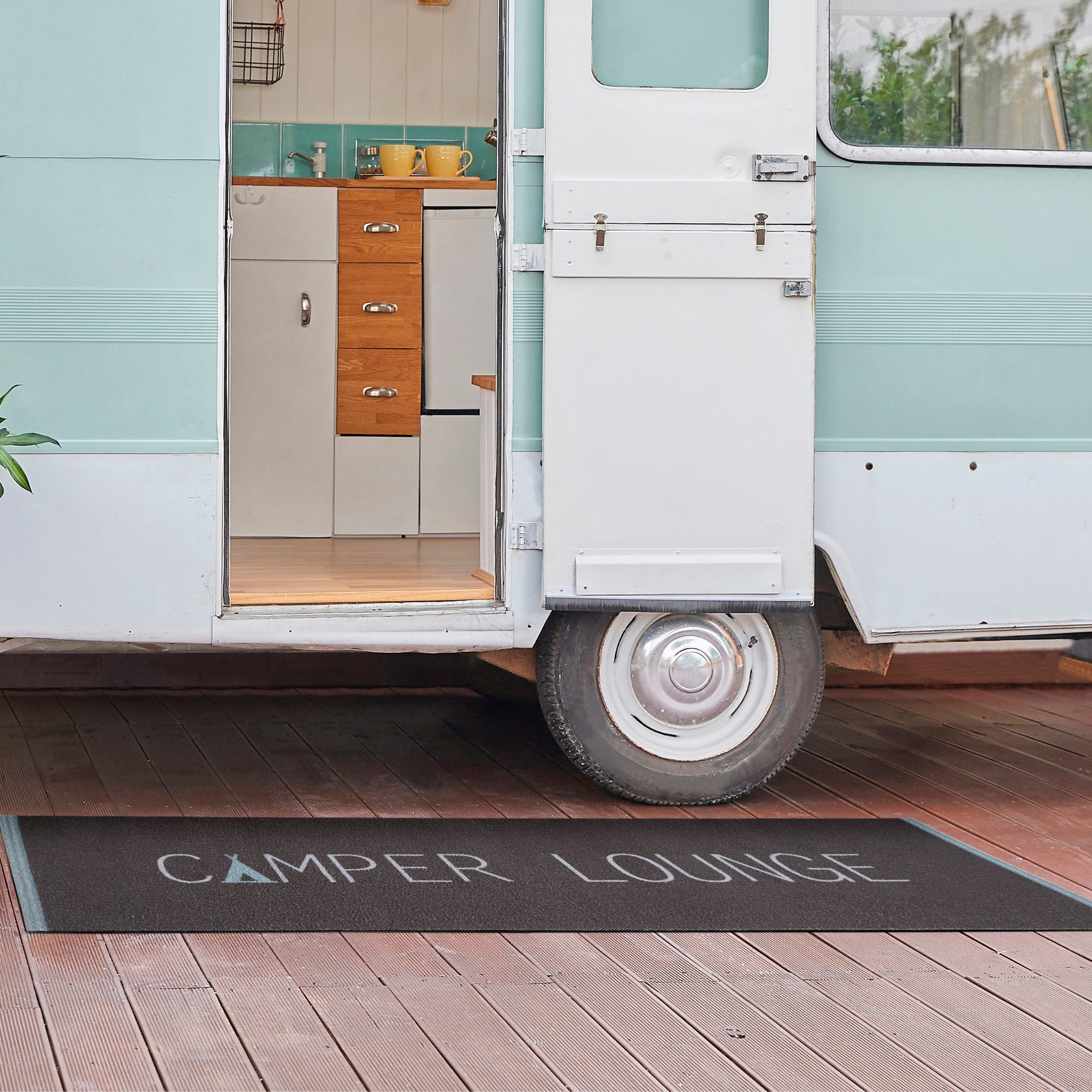 OTTO home Läufer Camping, rechteckig, Höhe: 8,5 mm, mit Schriftzug, ideal für Camper & Wohnwagen, In- und Outdoor geeignet