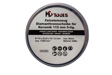 HC Tools Diamanttrennscheibe Diamanttrennscheibe, Ø 115 mm, (Set, 5-tlg), feiner, sauberer Schnitt, Standfest