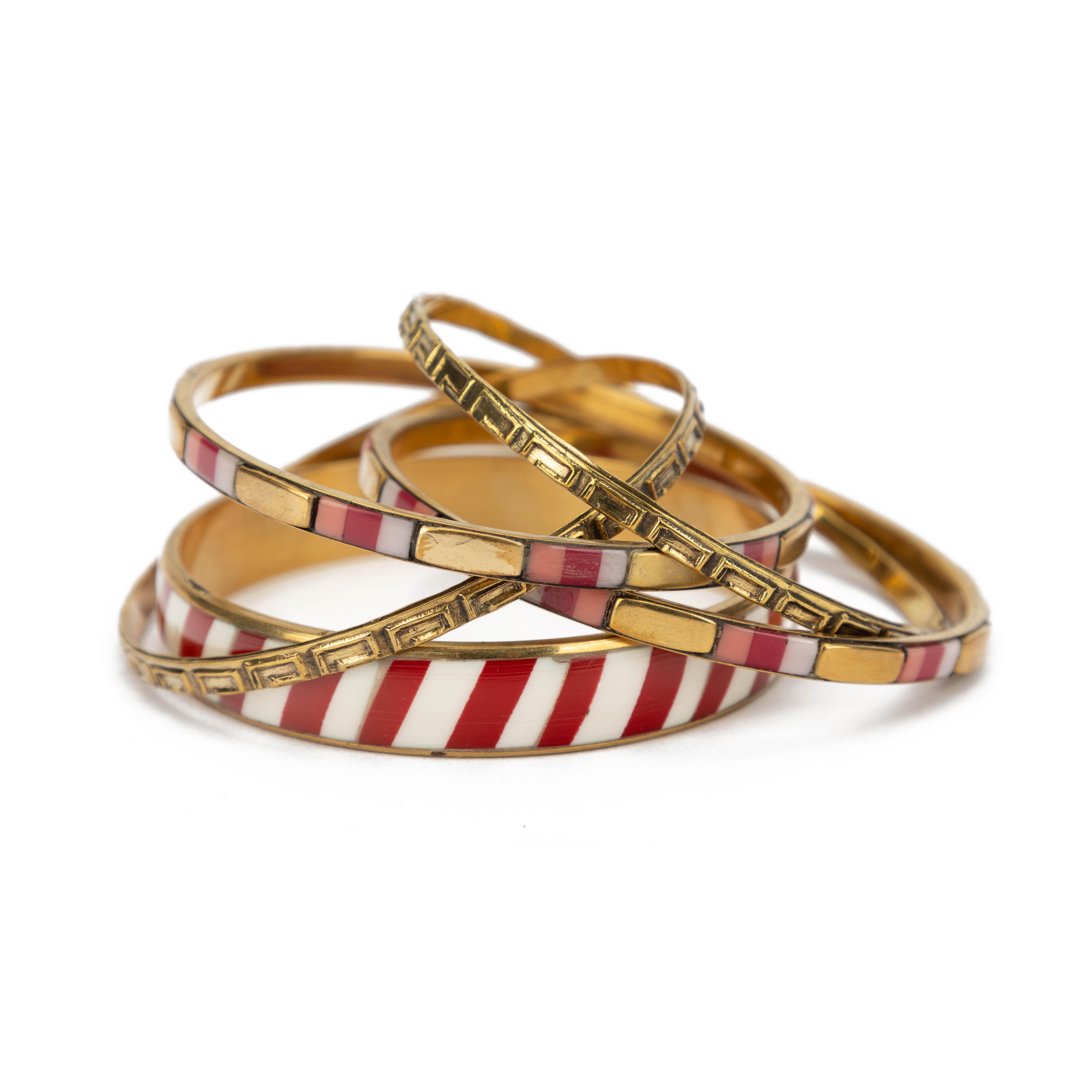 El Puente Armreif Armreifen aus Messing in Rot-Goldfarben (5er-Set), Handmade (5), Handmade