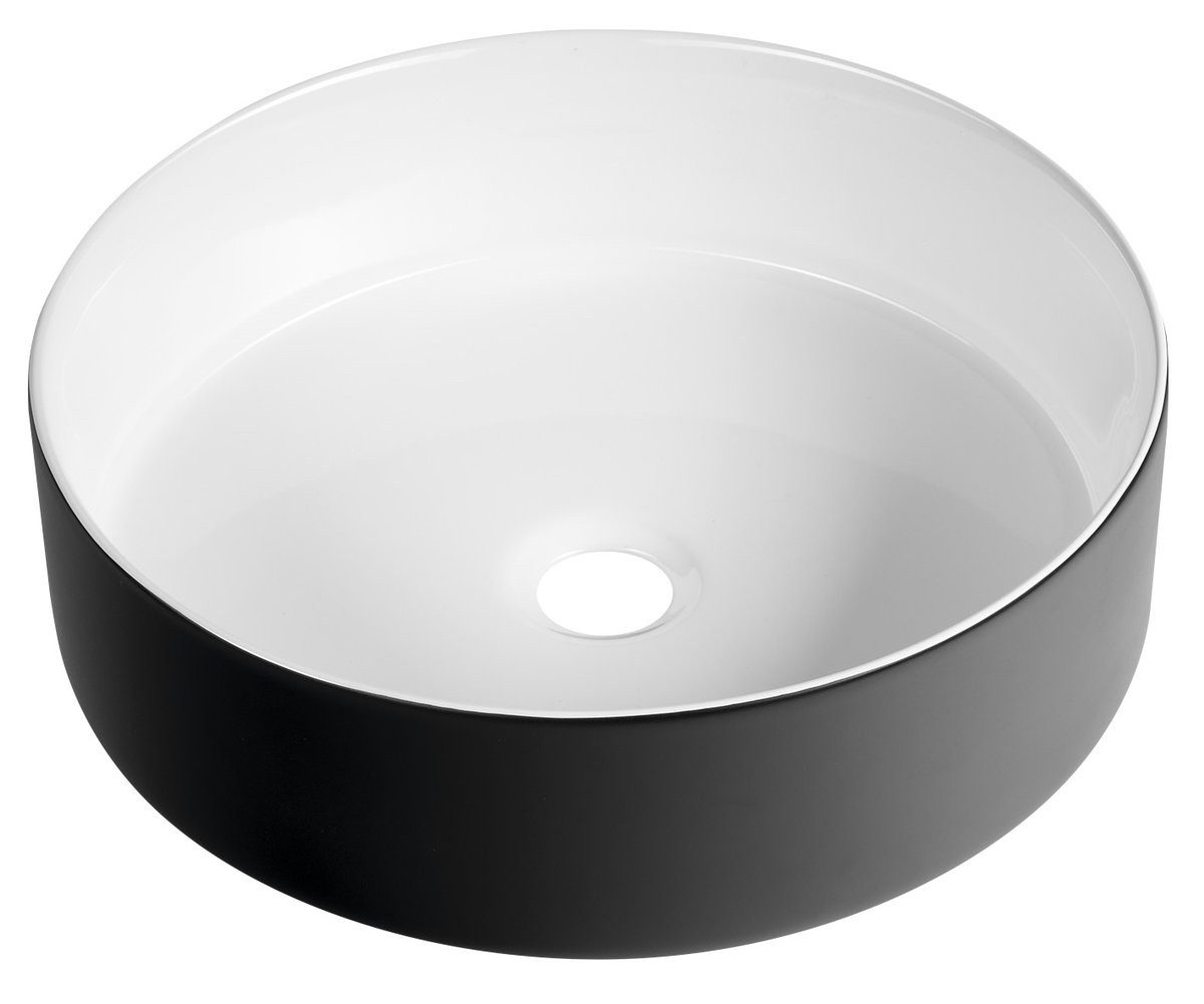 Sapho Waschtisch FIASTRA Keramik-Waschbecken zum Aufsetzen, Durch. 40cm, Schwarz matt, Sapho-FT801B