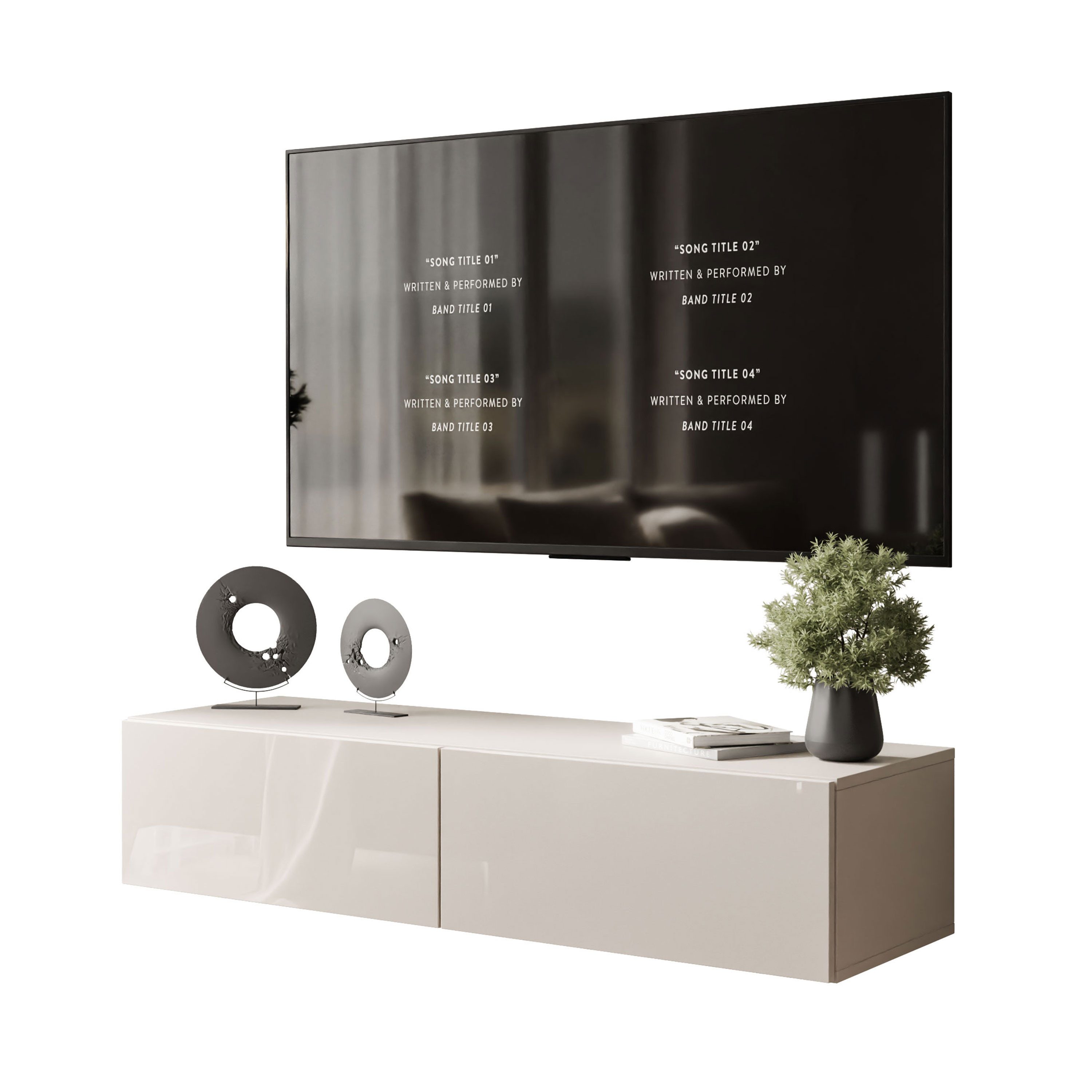 Lookway TV-Schrank CARMEN 125 cm Elegantes Hängendes TV-Lowboard in Hochgla günstig online kaufen