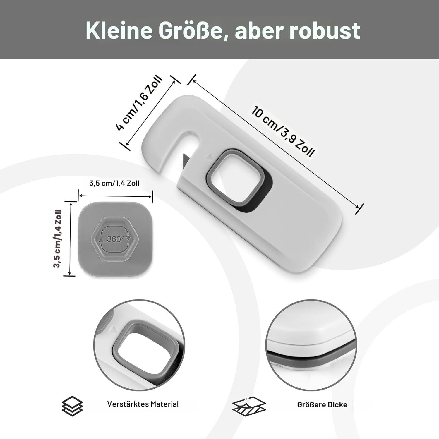FELIXLEO Kindersicherung 5er Kindersicherung Schrank Schubladensicherung Baby ohne Bohren Grau