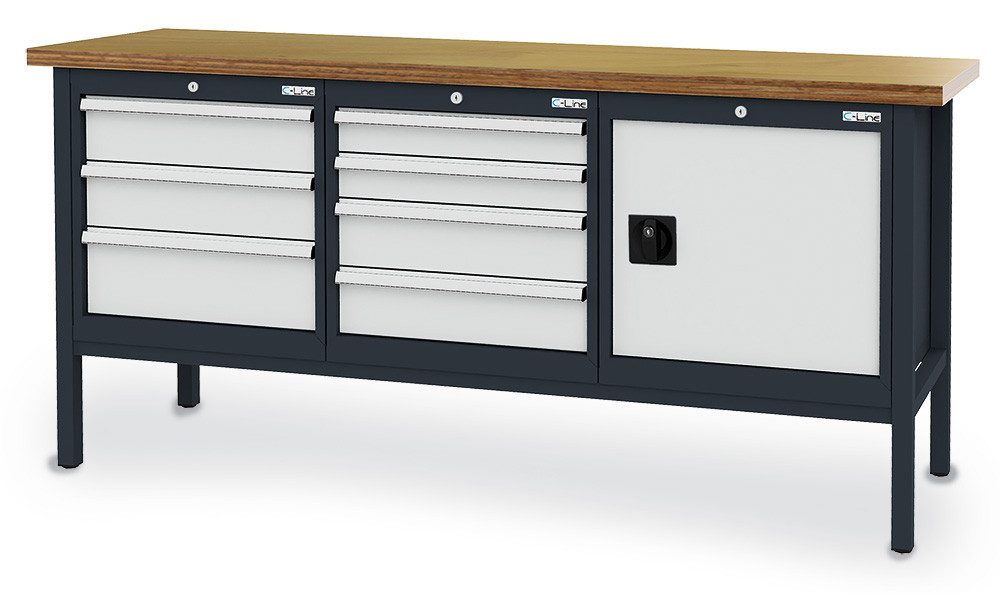 Simplaflex Werkbank Simplaflex Kastenwerkbank mit 7 Schubladen + 1 Türe