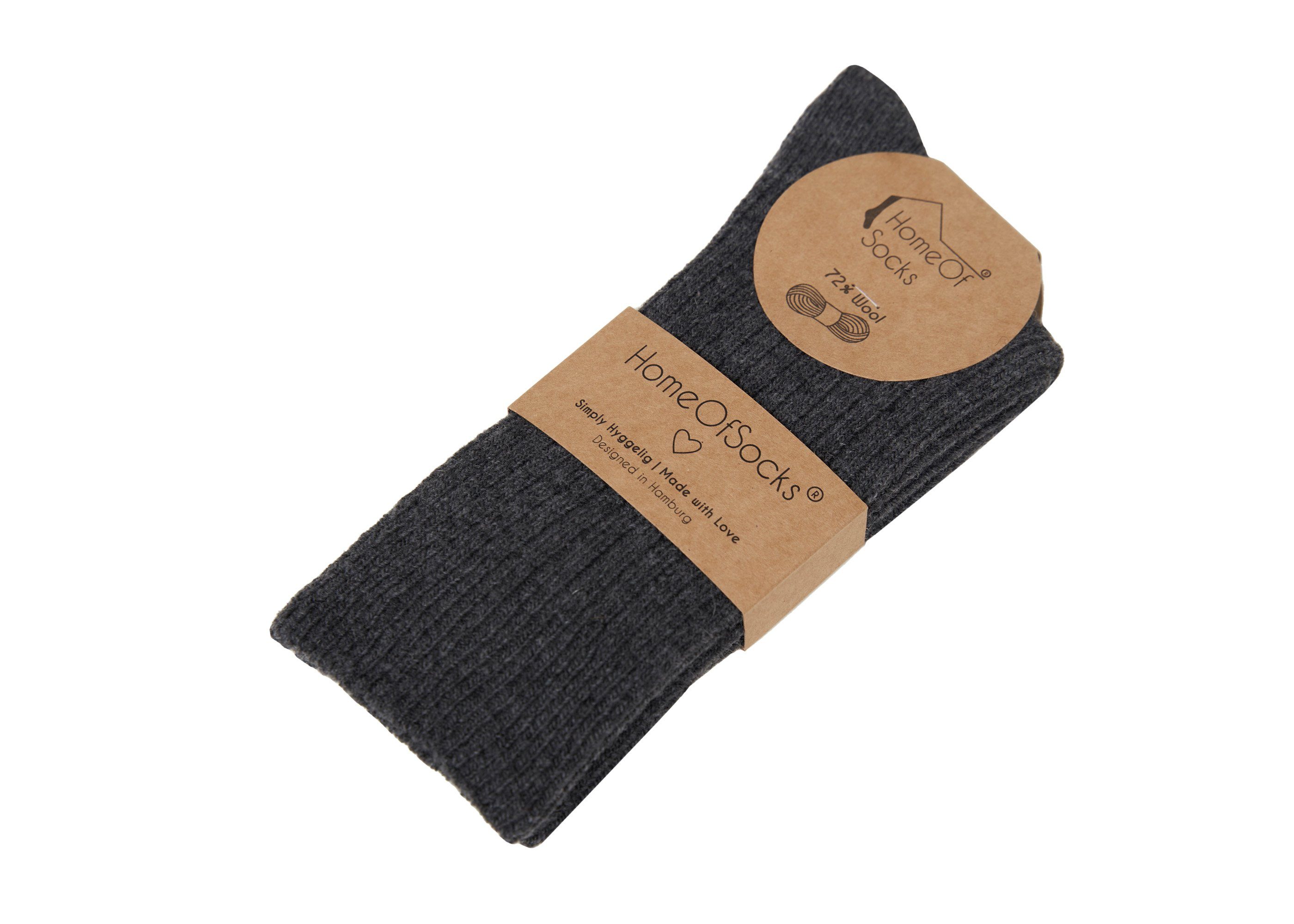 HomeOfSocks mit Hochwertige Dünn Anthrazit Wollsocken Bunt Dünne Druckarm Bunte Socken Wollanteil Wollsocken 72% Uni